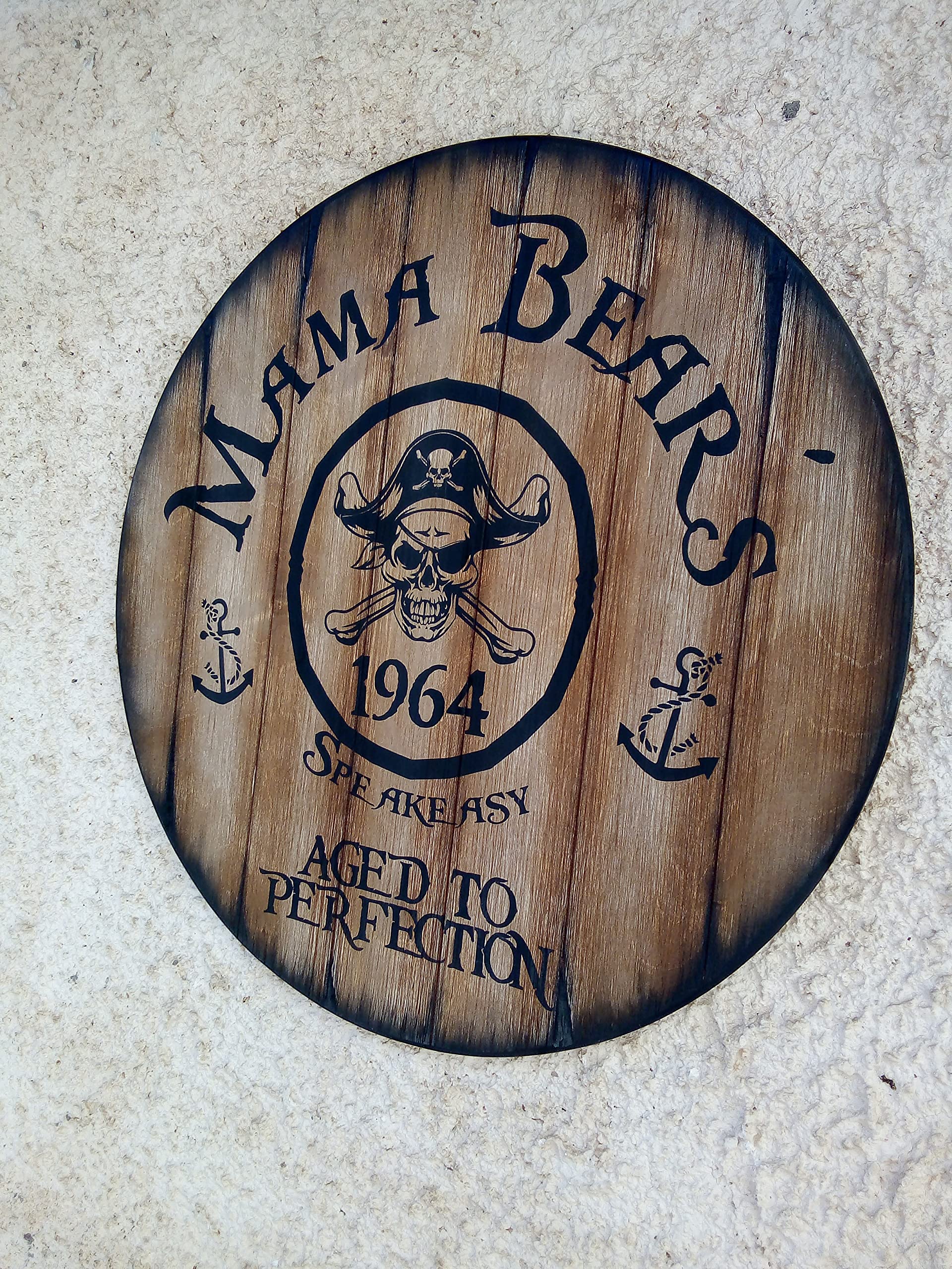 Custom Wooden Wall Sign Inspired by Old Rum Barrel Tops - Personalized Rustic Home Decor for Living Room, Home Bar, Man Cave & Kitchen - Handmade Wood Art for Unique Gifts & Cozy Spaces