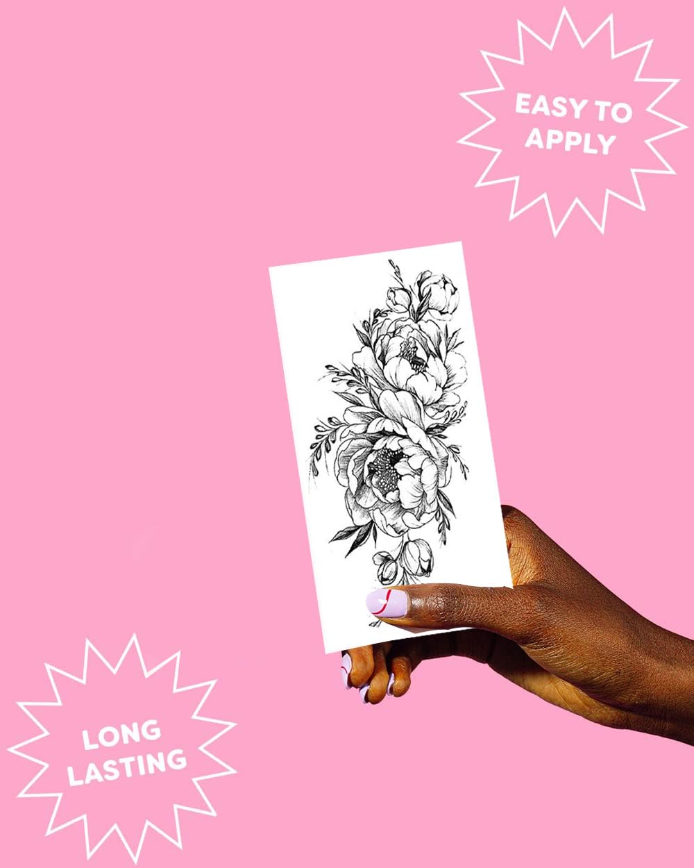 Waterproof Black Flower Temporary Tattoos for Women - Floral Bouquet Fake Tattoo Stickers | Perfect for Parties, Weddings, Festivals & Everyday Fashion Accessories