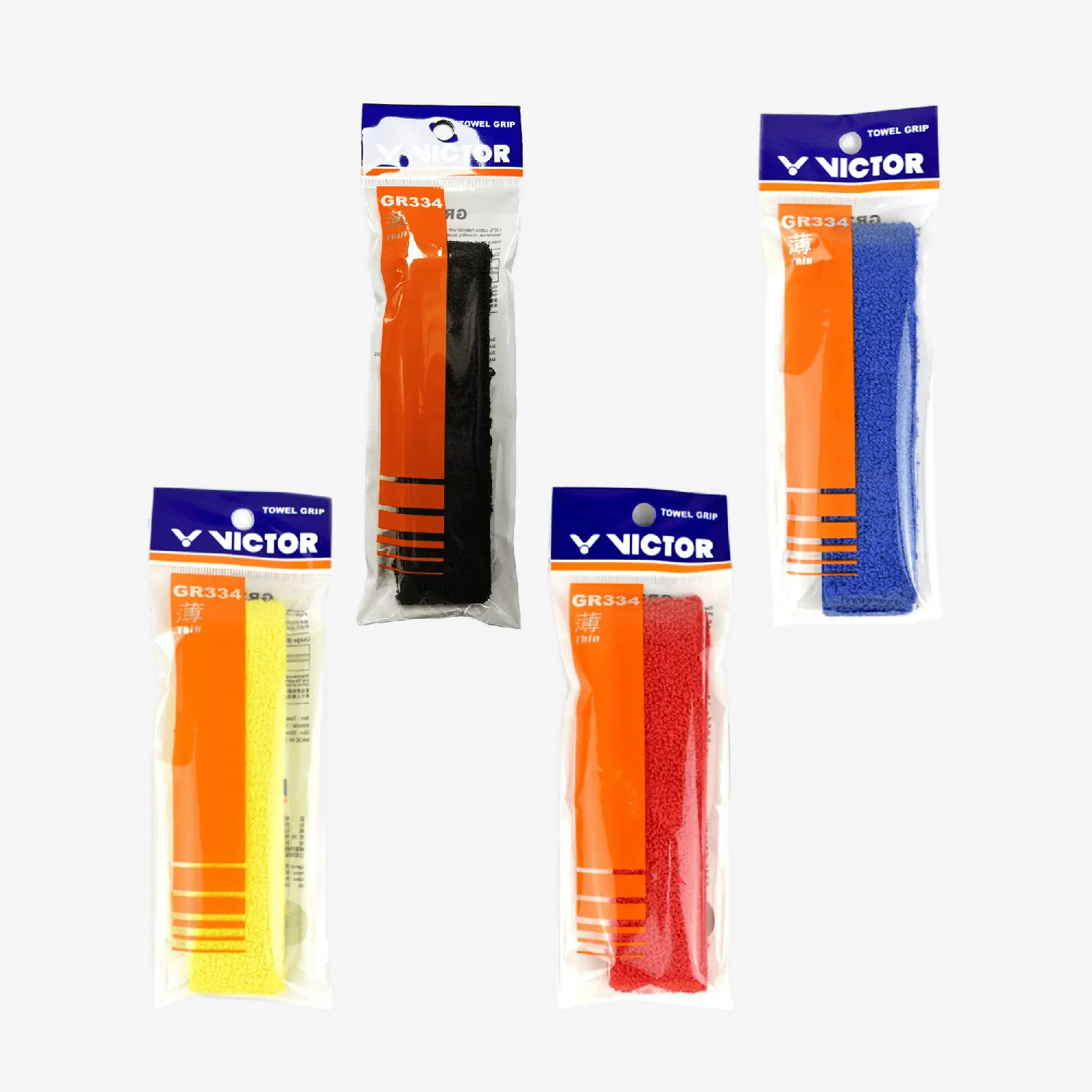 Victor GR334C Thin Badminton Racket Towel Grip - Premium Sweat Absorbent Replacement Grip for Badminton, Tennis, Squash Rackets - Perfect for Sports Training & Competitive Play