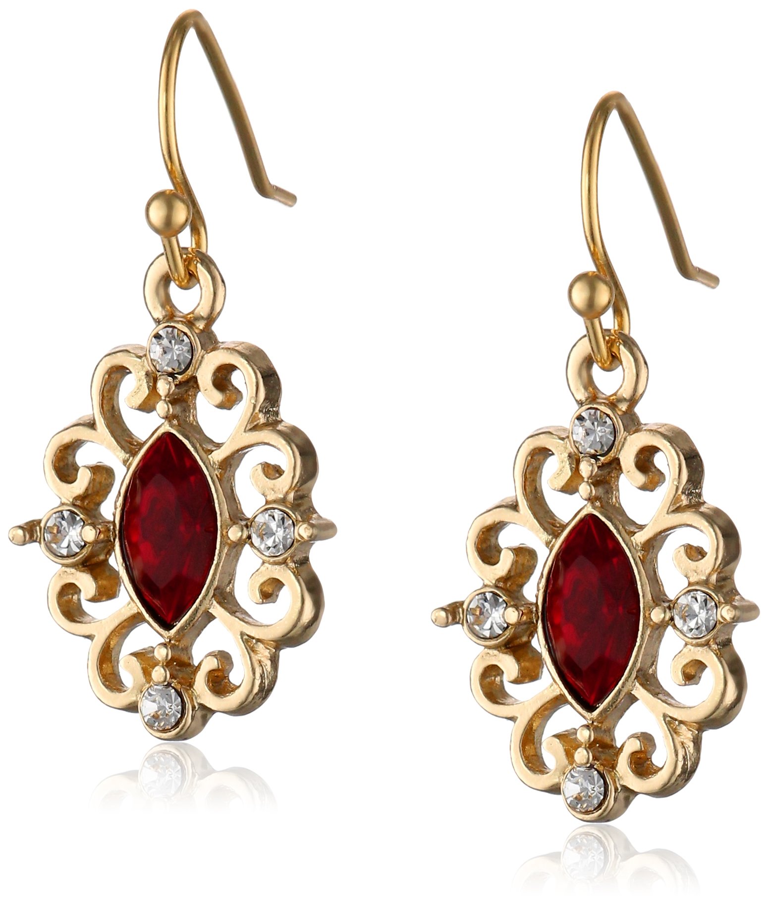 1928 Jewelry Gold-Tone Crystal Navette Drop Earrings - Vintage Dangle Earrings for Women, Elegant Party & Wedding Jewelry Gift