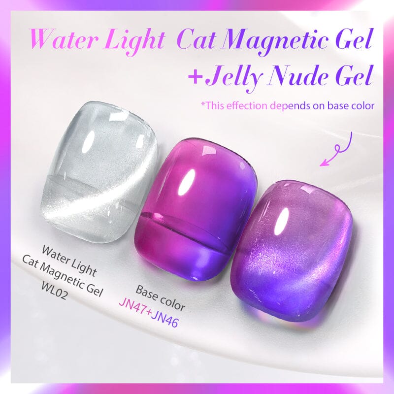 3-Piece Set #04 Magnetic Nude Gel & Jelly Polish - Water Light Cat Design for Nails | Perfect for Manicures, Pedicures & Nail Art Designs