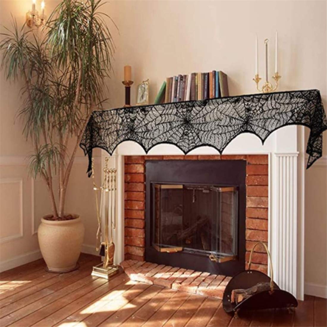 Spooky Halloween Tablecloth - Black Spider Web Design for Party Decor, Fireplace Mantle Cover, Scary Movie Night | Perfect for Halloween Decorations, Themed Parties & Home Haunting