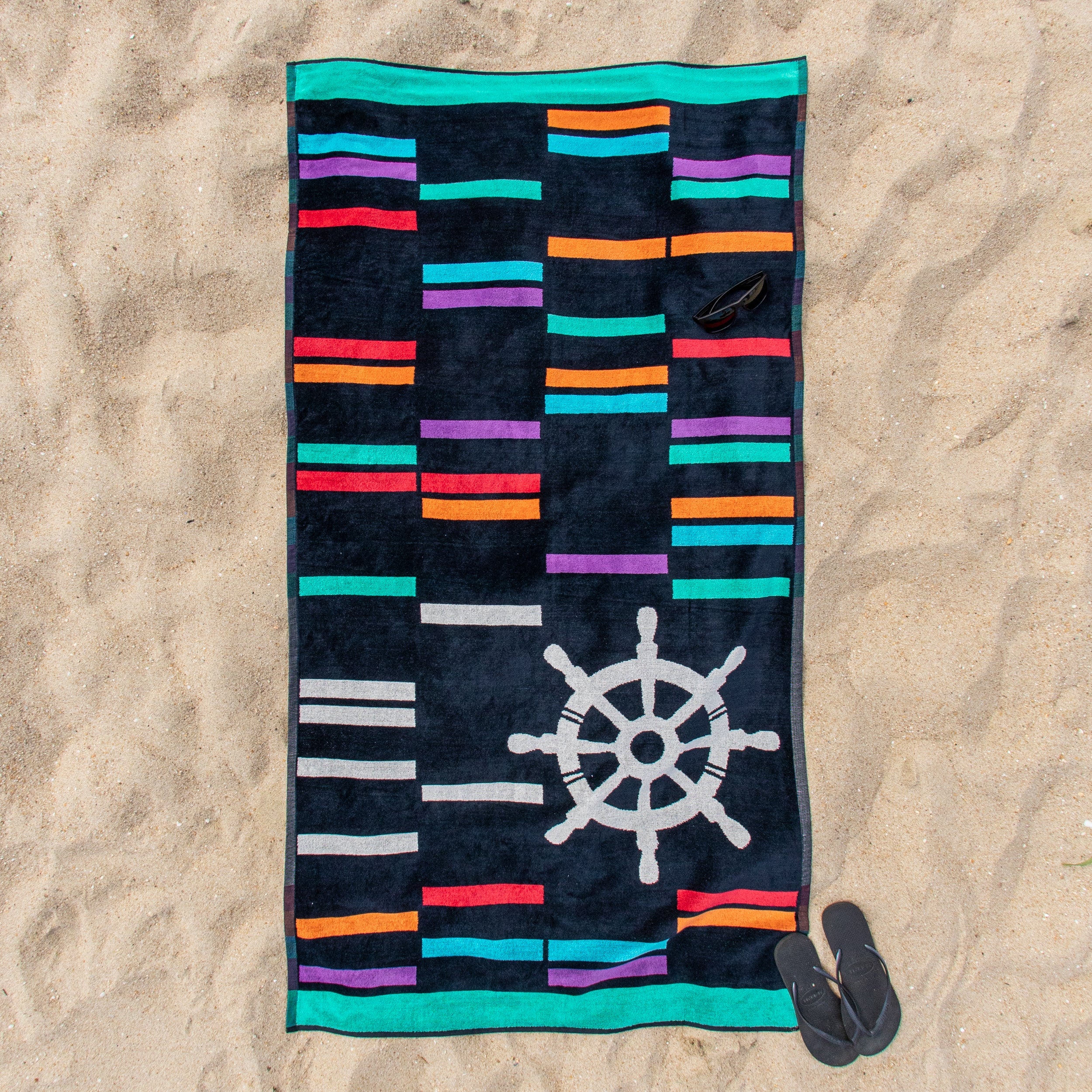 Vintage Spin Wheel Oversized 2-Piece Beach Towel Set - Soft & Absorbent for Pool, Beach, Picnic & Outdoor Activities