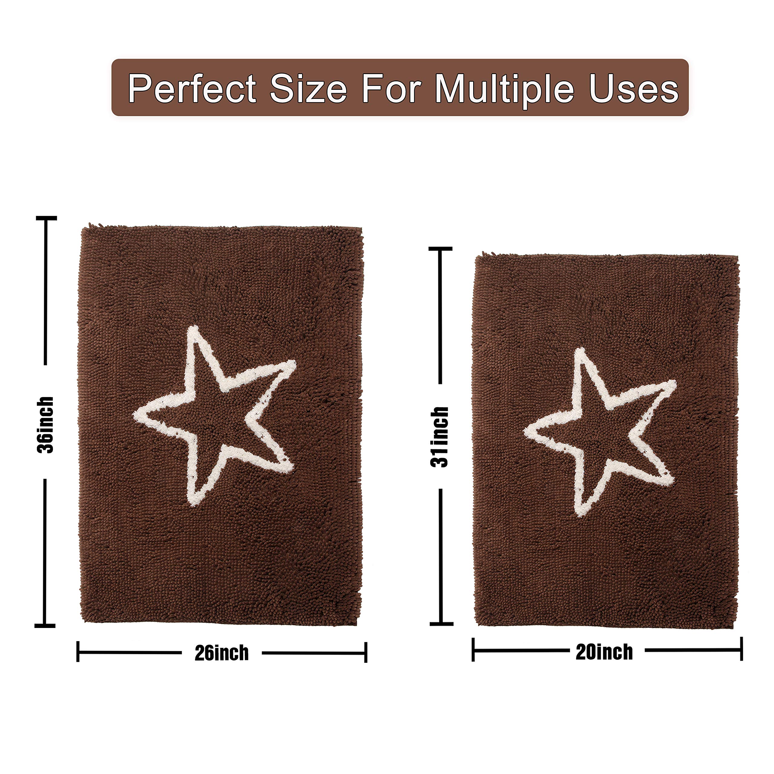 Soft Chenille Bathroom Rug Mat - Non-Slip Absorbent Shaggy Door Mat for Bathroom Floor, Kitchen & Entryway - Cozy Home Decor for Wet Areas