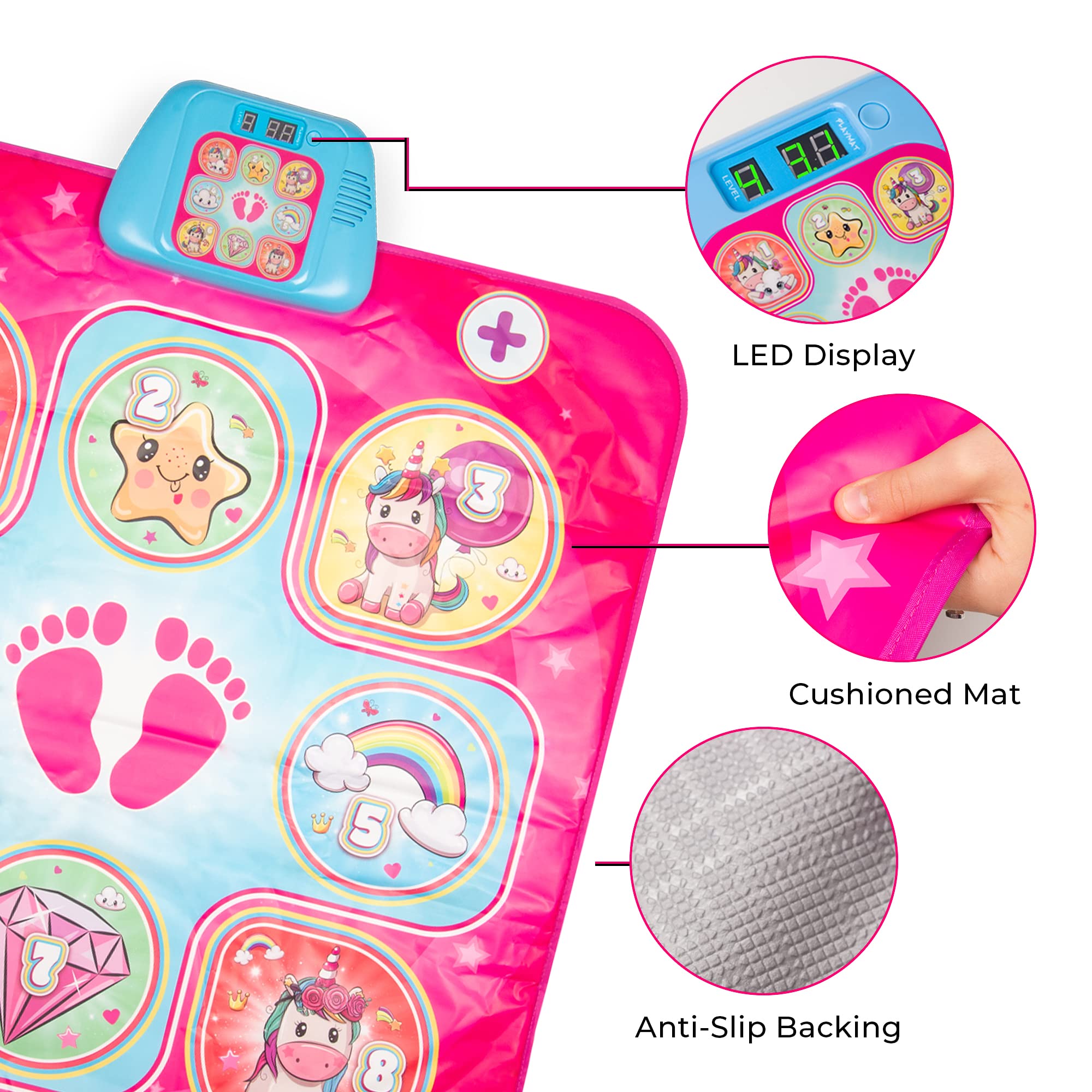 Dance Mat for Girls & Boys - Interactive Dance Pad with 6 Game Modes & US Music - Electronic Musical Dance Mat for Kids Ages 3+ - Perfect for Indoor Play, Birthday Gifts & Family Fun
