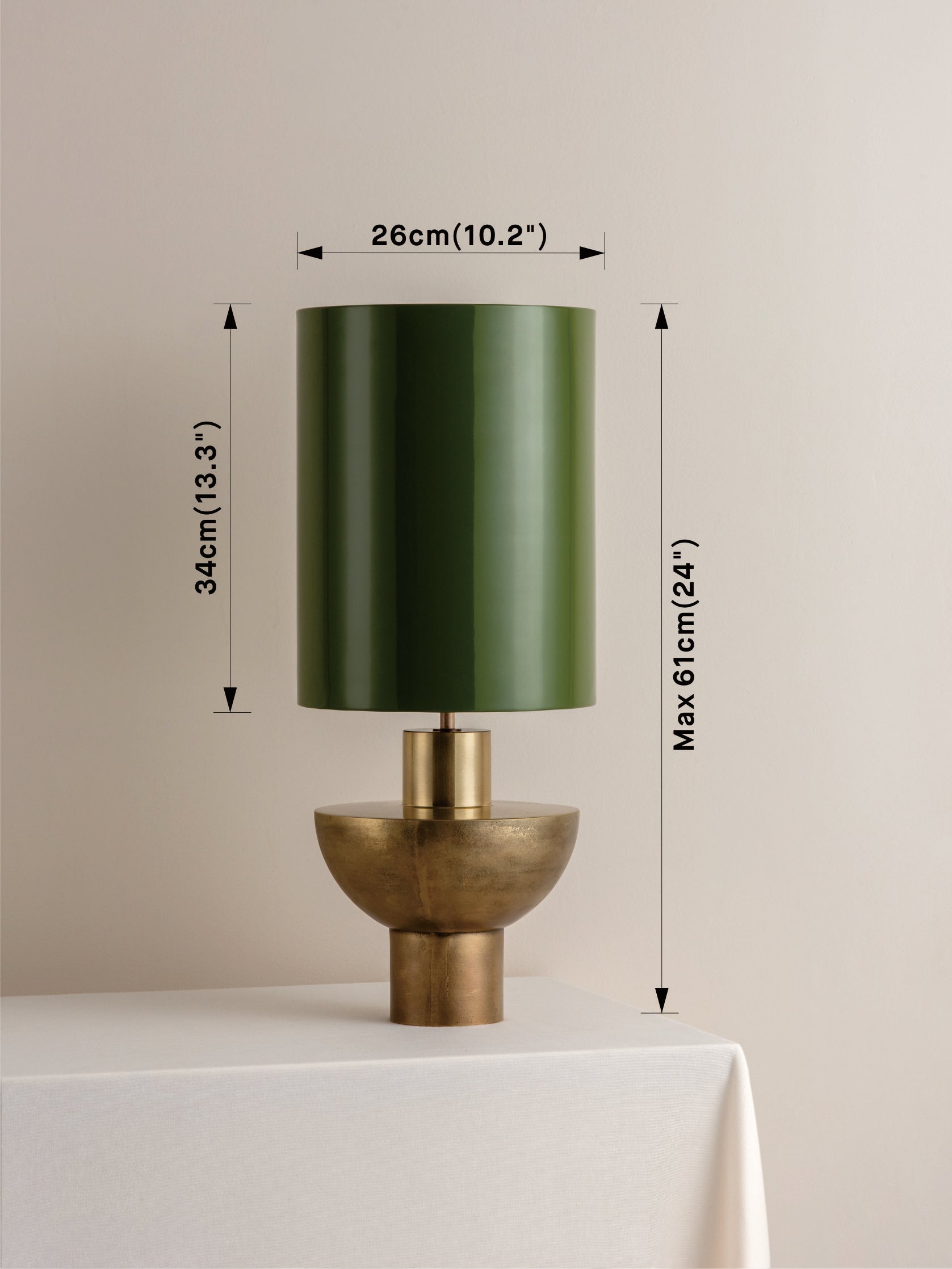 Vintage Brass Table Lamp with Green Lacquer Shade - Elegant Home Office & Living Room Lighting Decor for Study, Bedroom, or Reading Nook