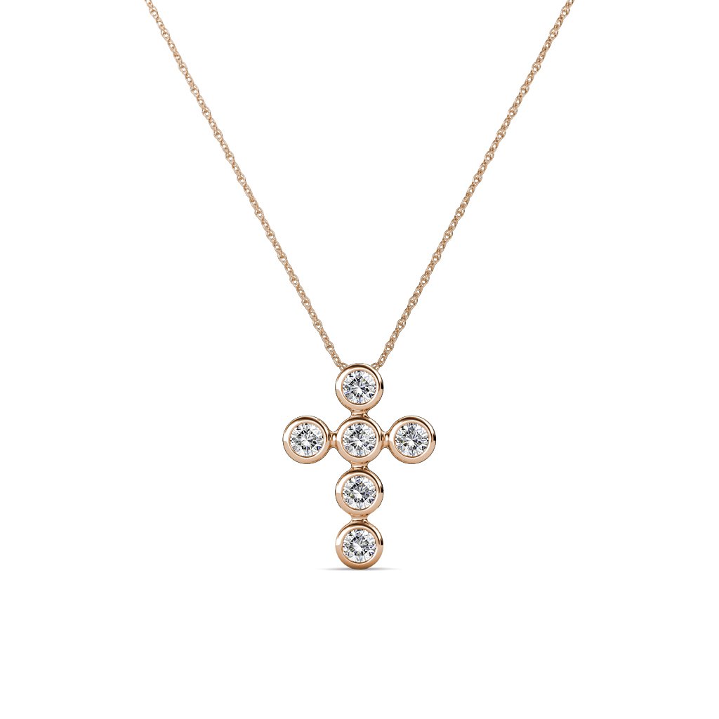 0.10 Carat Diamond Cross Pendant Necklace in 14K Gold with 18 Inch Chain - Perfect for Women's Everyday Wear, Gift Giving & Special Occasions