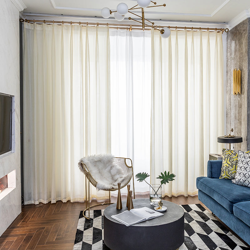 Carina Chic Fish Bone Pattern Sheer Gauze Custom Curtains - Elegant Window Treatment for Living Room, Bedroom & Dining Area
