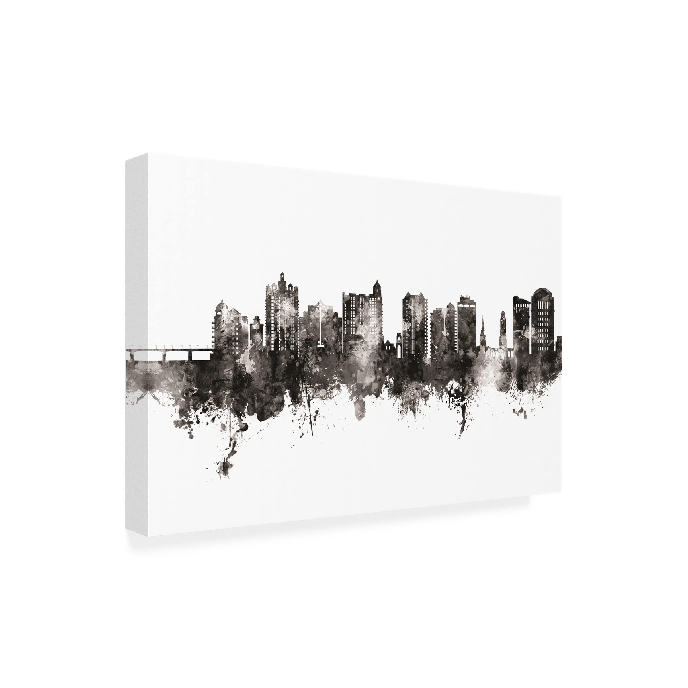 Michael Tompsett Sarasota Florida Skyline Black & White Canvas Art Print - Modern Home & Office Wall Decor for Living Room, Bedroom, or Workspace