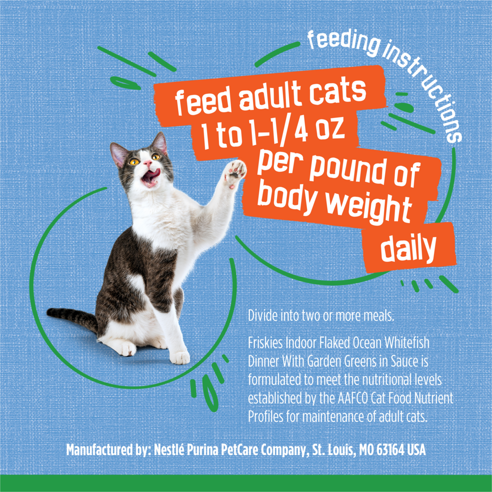 Friskies Selects Indoor Flaked Ocean Whitefish Canned Cat Food - High Protein Wet Cat Food for Adult Cats - Perfect for Indoor Cats & Picky Eaters - Supports Healthy Digestion & Shiny Coat