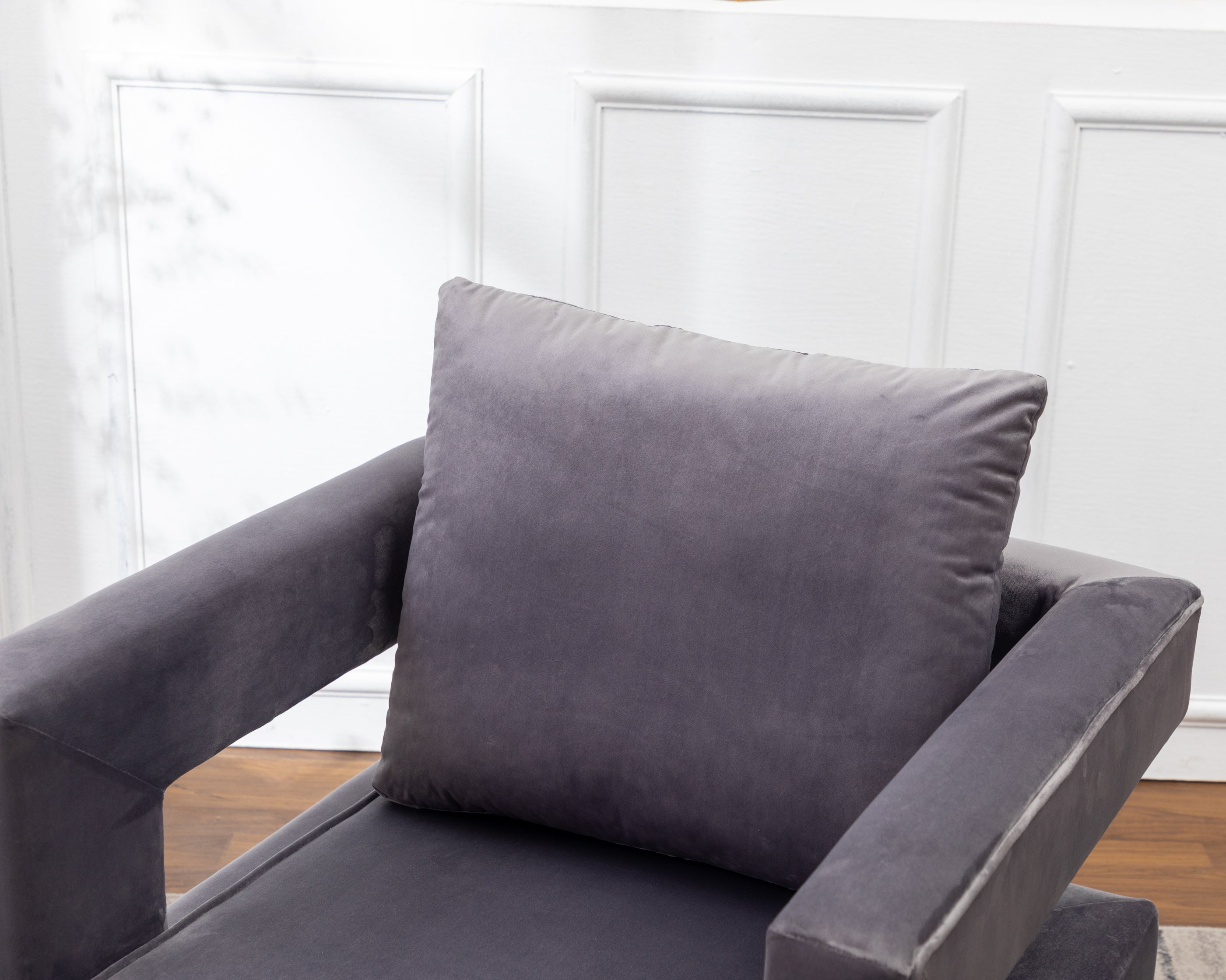 Roundhill Furniture Lenola Contemporary Upholstered Accent Arm Chair - Gray Fabric Upholstery, Modern Living Room Chair for Home Office, Lounge & Reading Nook