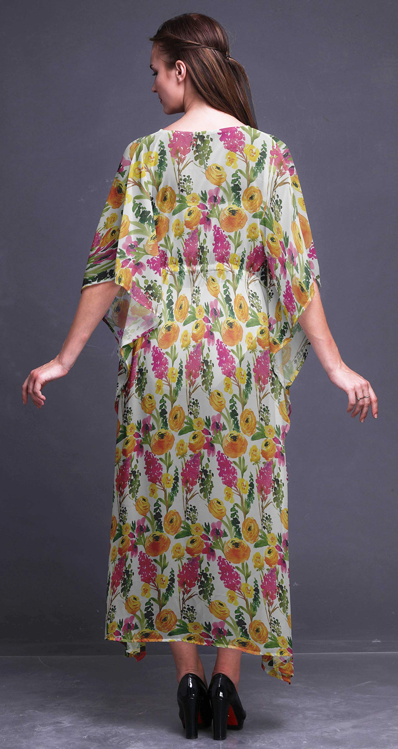 Bimba Beach Kaftan - Women's Flowy Maxi Dress Cover Up, Long Summer Kimono for Swimwear, Poolside, Vacation & Boho Fashion