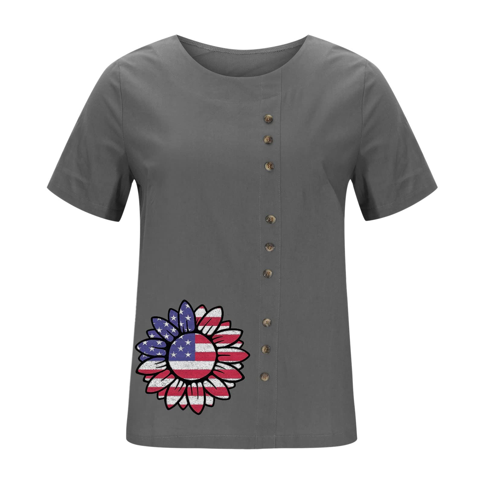 Women's Summer Tops - Breathable Cotton Linen Short Sleeve Blouse, Casual Loose Tunic Tee for 4th of July & Everyday Wear | Perfect for Beach, Picnic, and Summer Outings