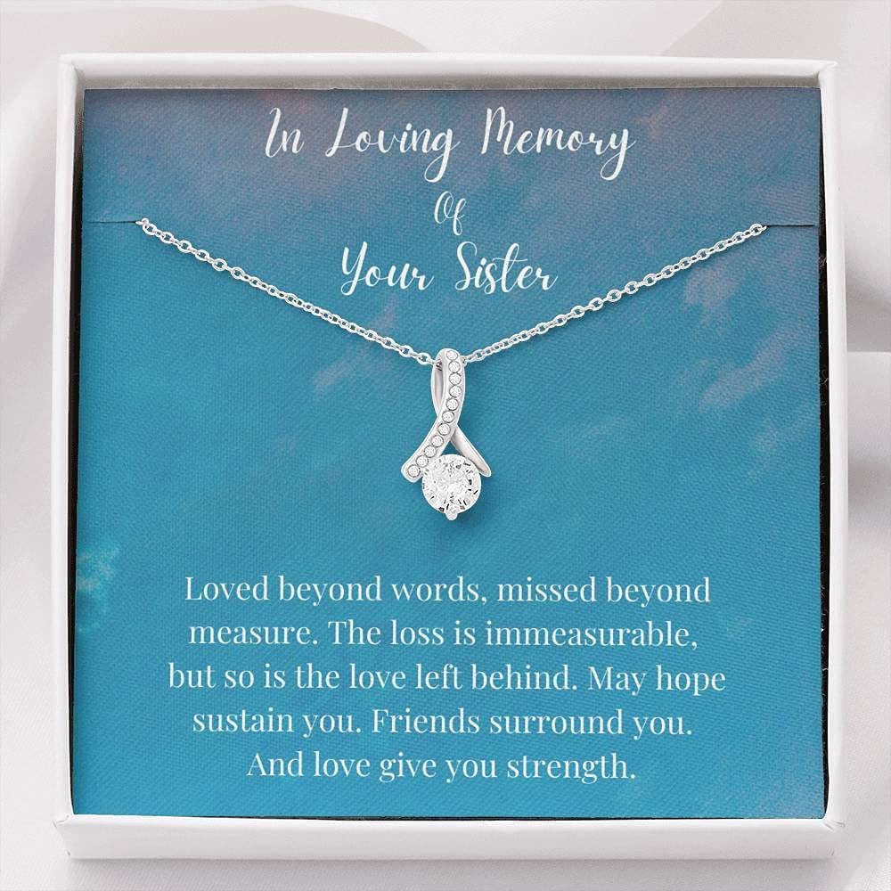 Handmade Memorial Necklace - Personalized Sister Gift in White & Gold for Loving Memory