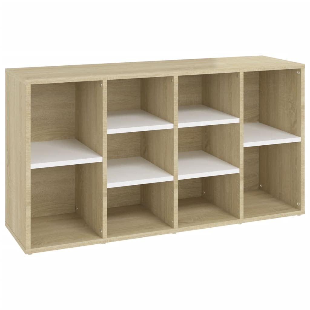 vidaXL Shoe Bench with Storage | Entryway Organizer & TV Stand | White & Sonoma Oak Engineered Wood Furniture | Perfect for Small Spaces, Hallway Decor & Shoe Organization