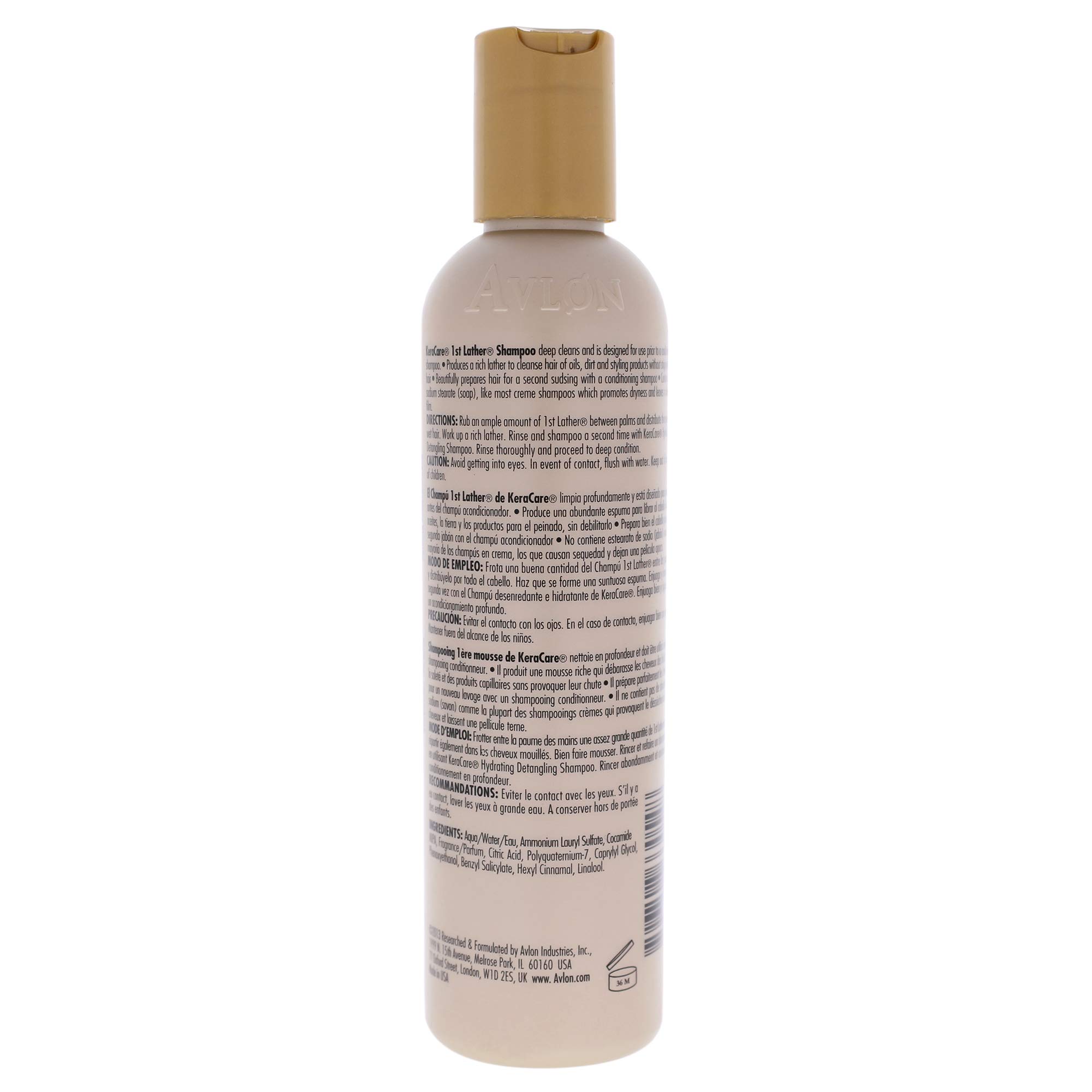 Avlon KeraCare 1st Lather Shampoo for Men & Women - 8 oz Hydrating & Cleansing Shampoo for Dry, Damaged Hair - Perfect for Salon Quality Hair Care at Home