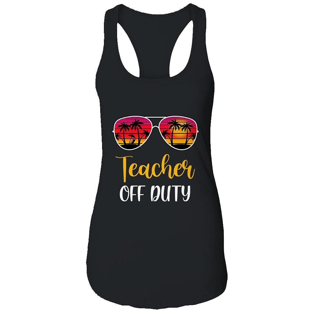 TeesMind Women's Racerback Tank Top - Casual Beach Sunset Shirt for Teachers Off Duty | Perfect for Summer Outfits, Vacation Wear & Relaxing Weekends