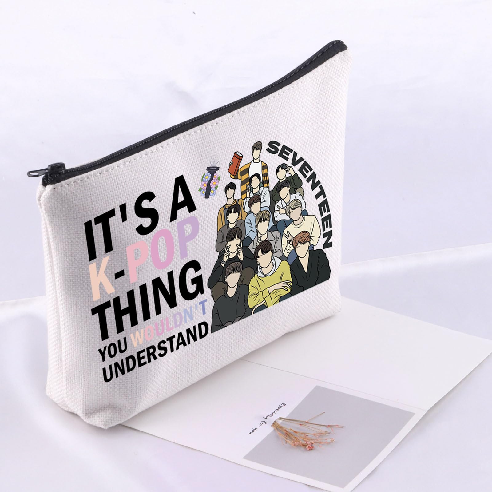 UJIMS K-Pop Seventeen Makeup Bag - Official K-Pop Merchandise for Fans - Music Album Inspired Cosmetic Pouch - Perfect Gift for K-Pop Lovers - Use for Travel, School & Concert Essentials
