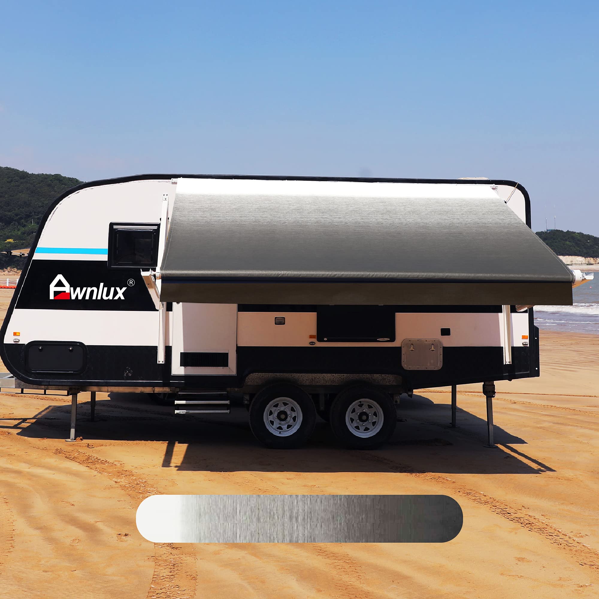 **Awnlux RV Awning Replacement Fabric - 18' Waterproof Vinyl Sun Shade, UV Blocking Canopy Cover for Camping & Outdoor Shelter (Black, Fade-Resistant, Universal Fit) - Perfect for RVs, Patios, and Beach Shade**