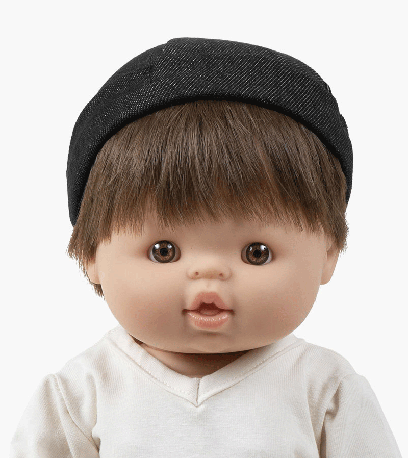 Minikane Black Denim Baby Doll Hat - Stylish & Comfortable Accessory for 10-12