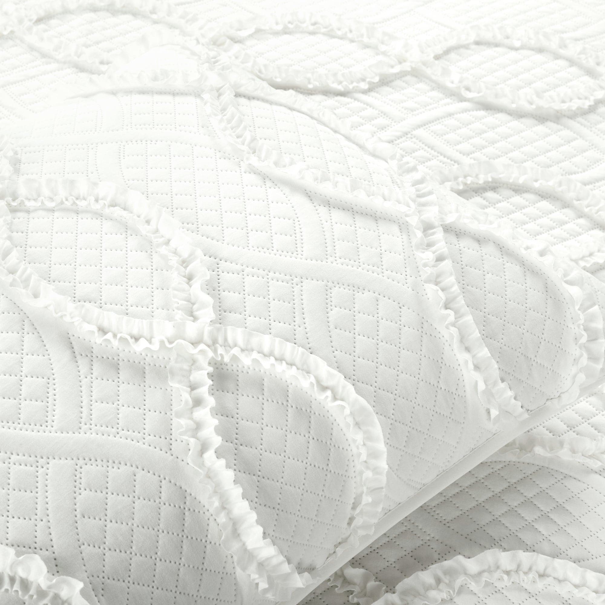 Avon Textured Ruffle Quilt 3-Piece Bedding Set - Soft & Stylish Comforter, Pillow Shams & Bed Skirt for Cozy Bedroom Decor