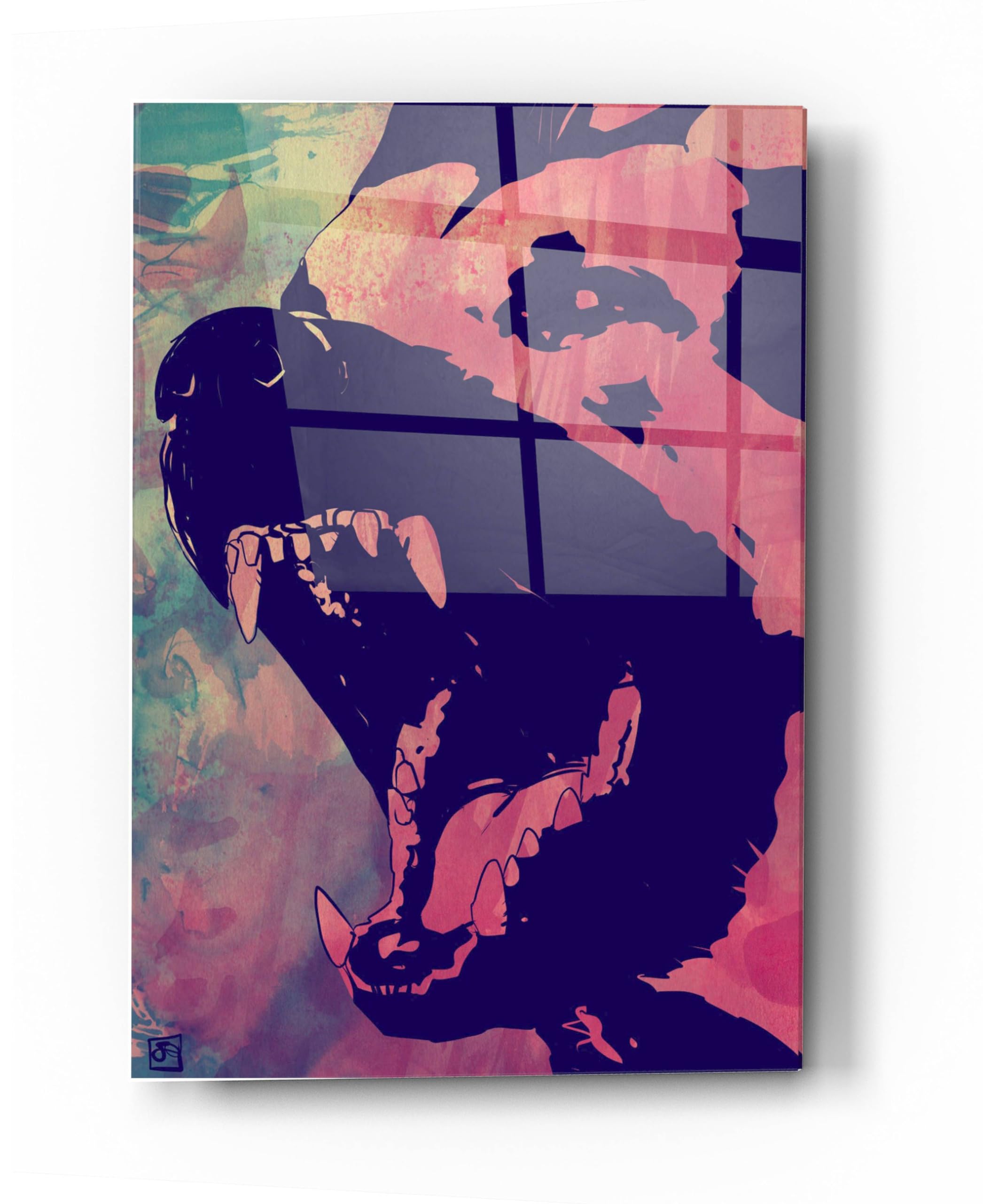 Giuseppe Cristiano Dog Acrylic Glass Wall Art - 24x36 Inches Modern Canvas Painting for Living Room, Bedroom & Office Decor