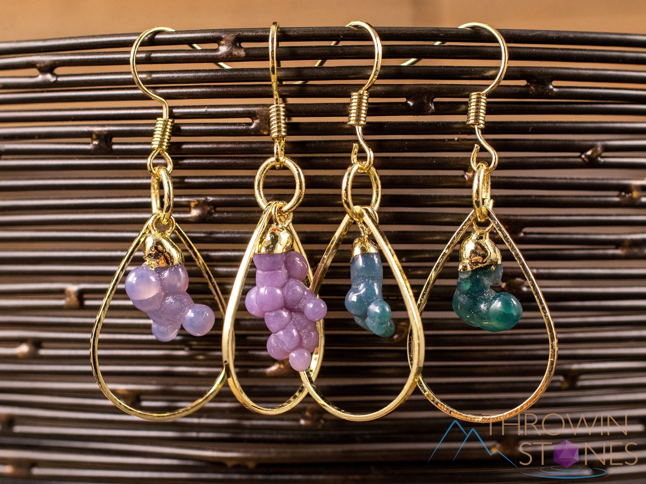 Grape Agate Crystal Teardrop Hoop Earrings | Natural Gemstone Dangle Earrings | Handmade Boho Jewelry for Women | Perfect for Weddings, Parties & Everyday Wear (E1795)