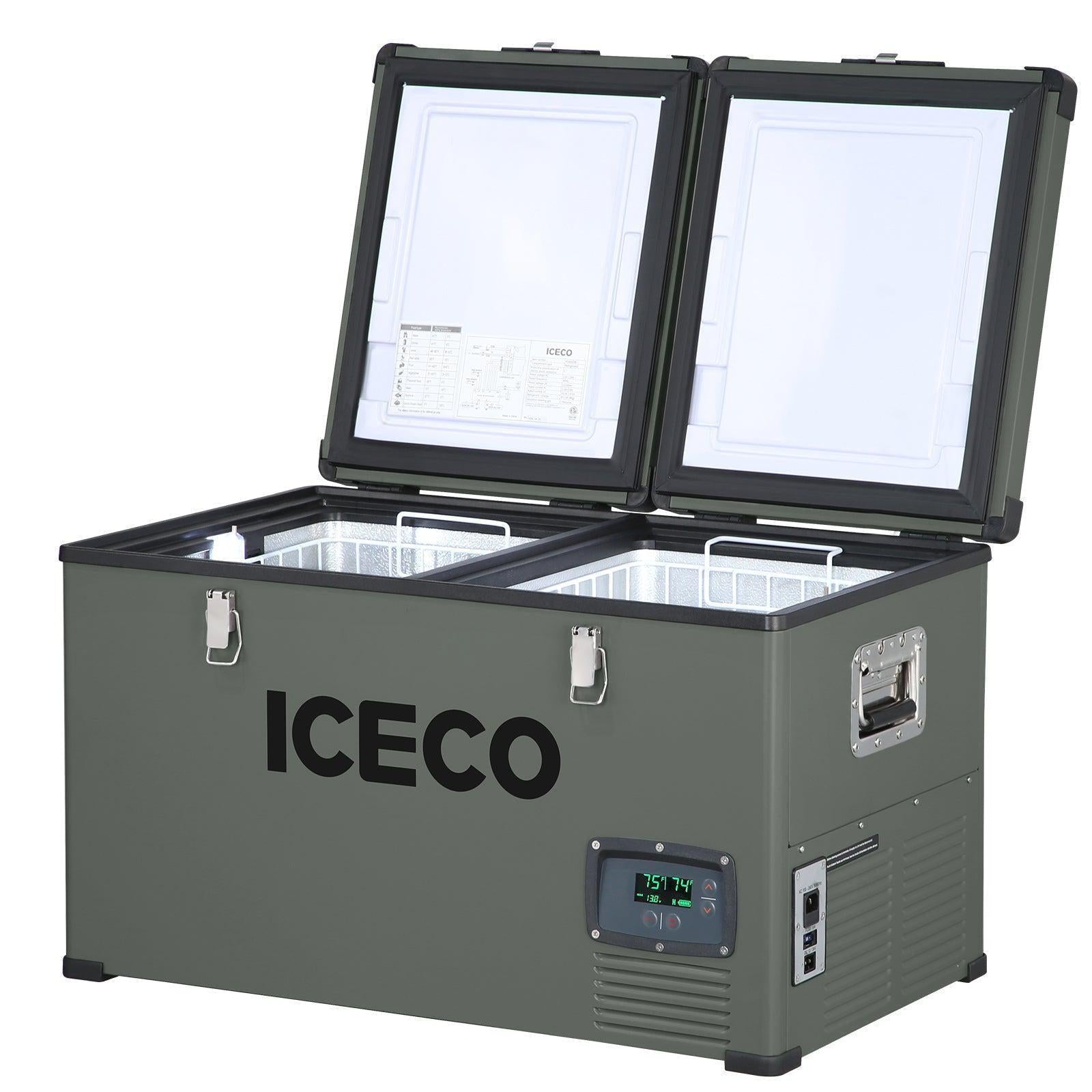 ICECO 63.4QT VL60 Dual Zone Portable Refrigerator Freezer with Cover - Perfect for Camping, Road Trips & Outdoor Adventures