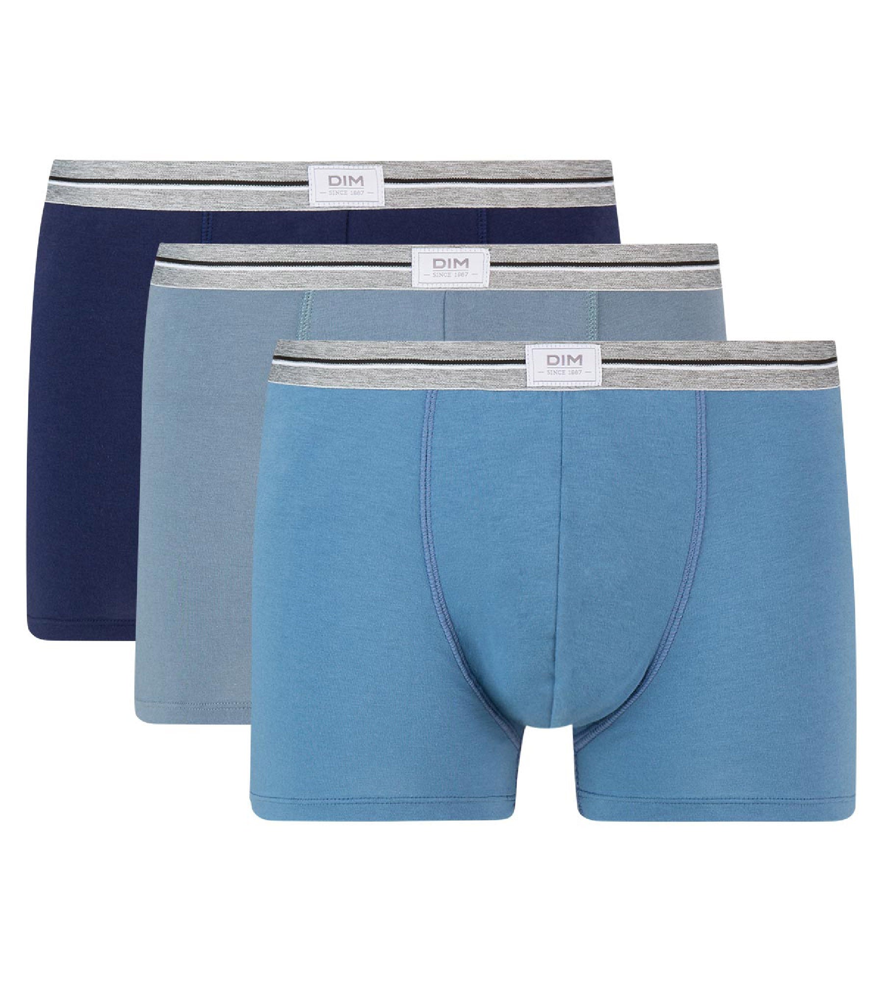 3 Pack Stretch Cotton Denim Blue Gray Boxer Briefs - Ultra Durable & Comfortable for Men's Everyday Wear, Gym, and Travel