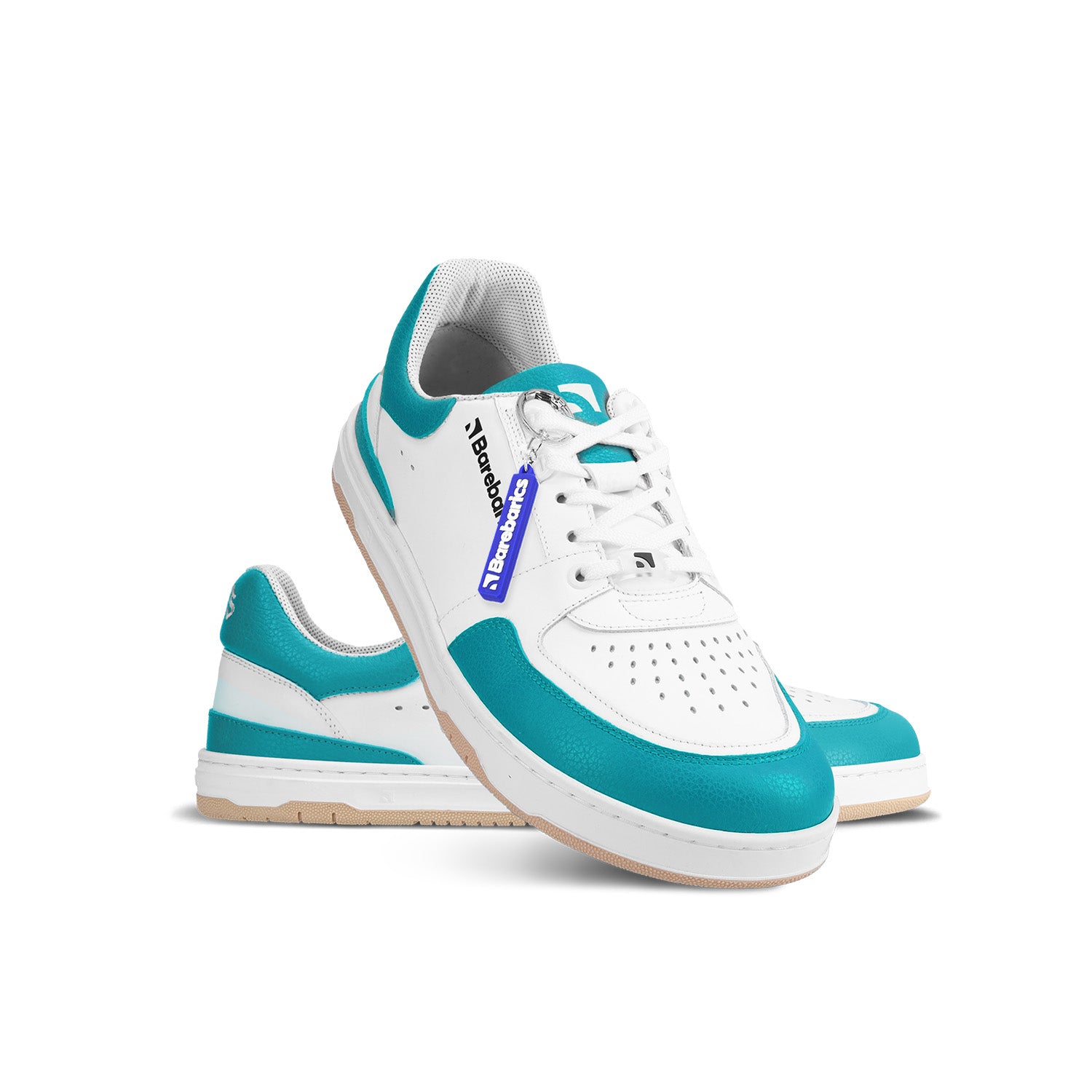 Barefoot Sneakers for Women & Men - Barebarics Wave in White & Dark Turquoise | Minimalist Running Shoes for Natural Movement & Gym Workouts