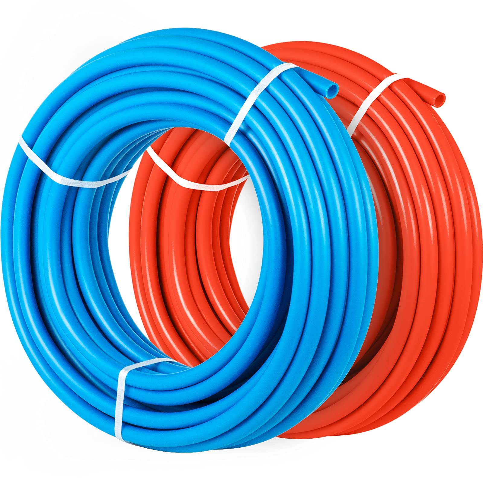VEVOR 0.5 Inch PEX Tubing 100ft (2 Rolls) - Red & Blue PEX-B Pipe for Hot & Cold Water - Potable Water Supply & Radiant Heating - Ideal for Residential & Light Commercial Plumbing Projects - Perfect for Underfloor Heating & Water Distribution Systems
