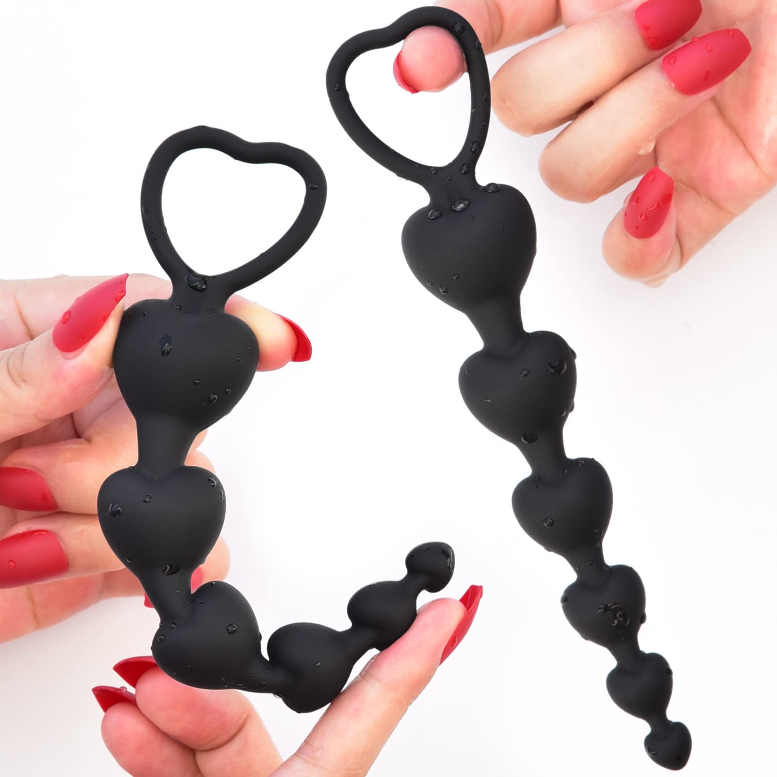 Silicone Anal Beads with 6 Gradual Balls & Pull Loop - Flexible Anal Training Toy for Beginners, Prostate Massager & G-Spot Stimulator (7.28 inch, Black) - Perfect for Couples Play & Solo Pleasure