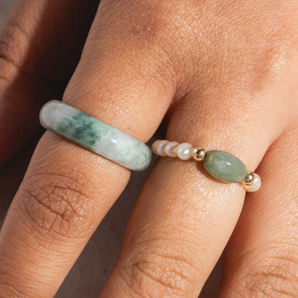 Elegant Koi Mottled Green Jade Ring for Women - Handcrafted Sterling Silver Adjustable Band - Perfect for Gifts, Weddings & Special Occasions