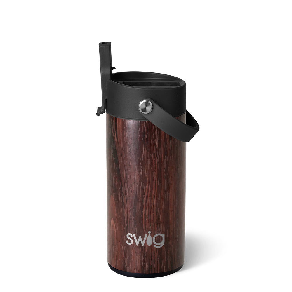 Bourbon Barrel Flip + Sip Slim Tumbler 12oz - Insulated Stainless Steel Whiskey Glass with Lid - Perfect for Bourbon, Cocktails, and Hot/Cold Drinks at Home, Office, or Outdoor Adventures