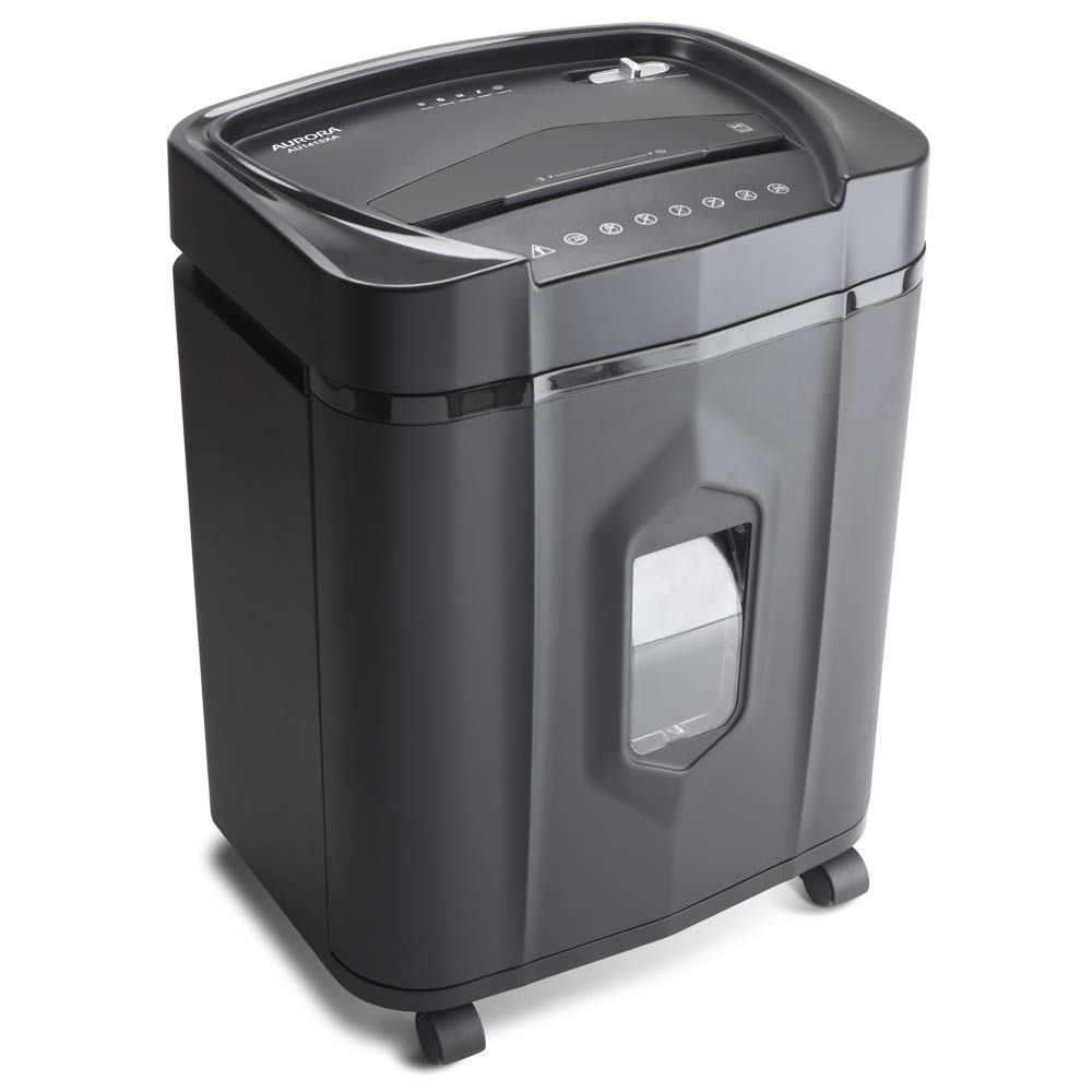 Aurora AU1415XA 14-Sheet Crosscut Paper Shredder for Home & Office - CD/Credit Card Shredder with 5-Gallon Bin & SL16 Synthetic Shredder Oil (16 oz) - Ideal for Document Security, Identity Protection & Office Organization