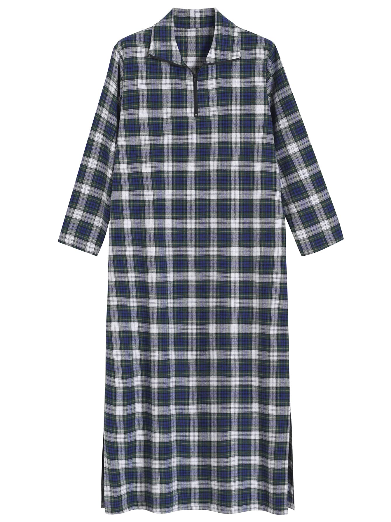 Women's Soft Flannel Nightgown - Long Sleeve Full Length Cotton Sleepwear for Winter, Cozy Loungewear for Cold Nights at Home