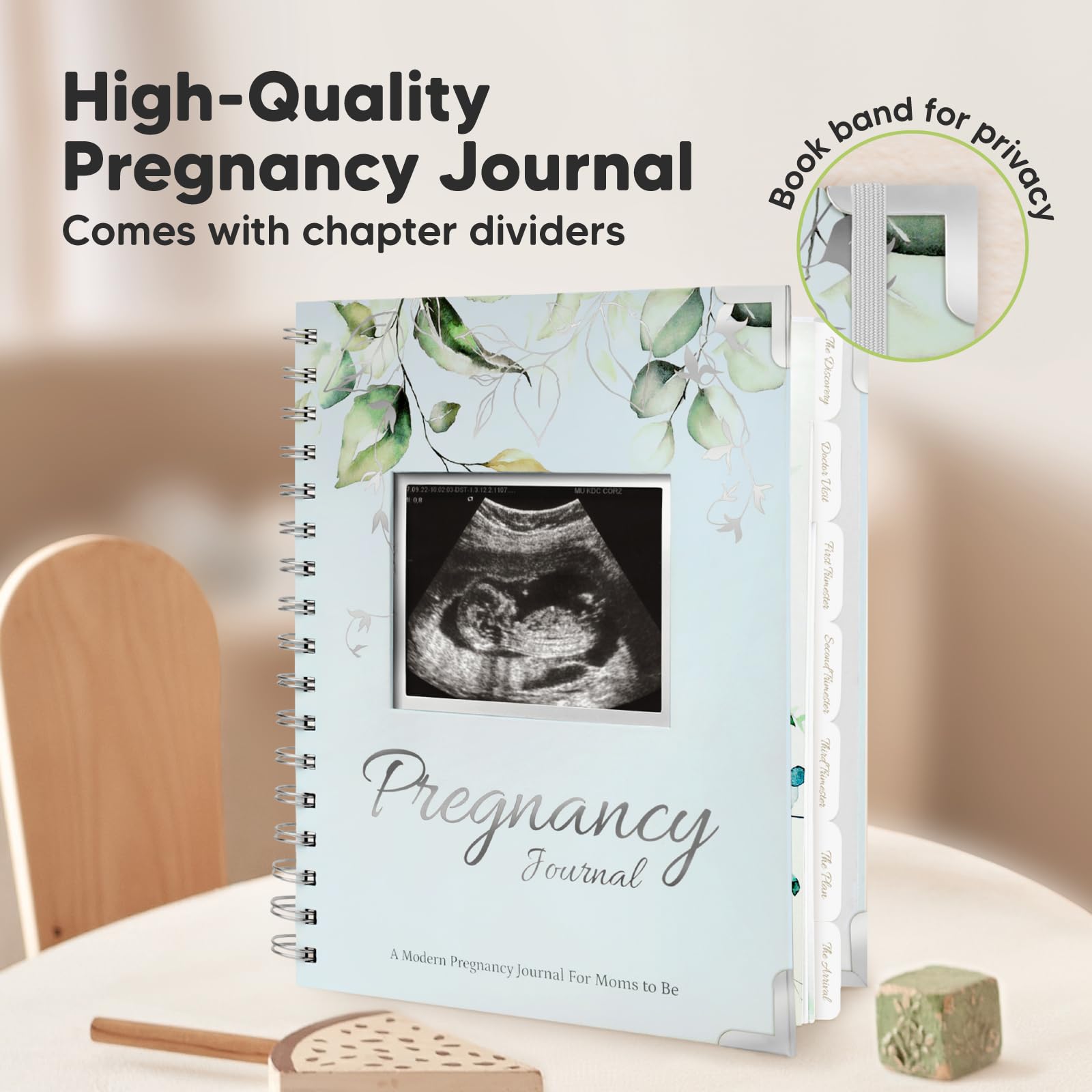 90-Page Hardcover Pregnancy Journal & Memory Book for First-Time Moms - Baby Keepsake Planner, Ultrasound Scrapbook, Mom Diary (Frost) - Perfect for Recording Pregnancy Milestones, Baby's First Year & Creating Cherished Family Memories