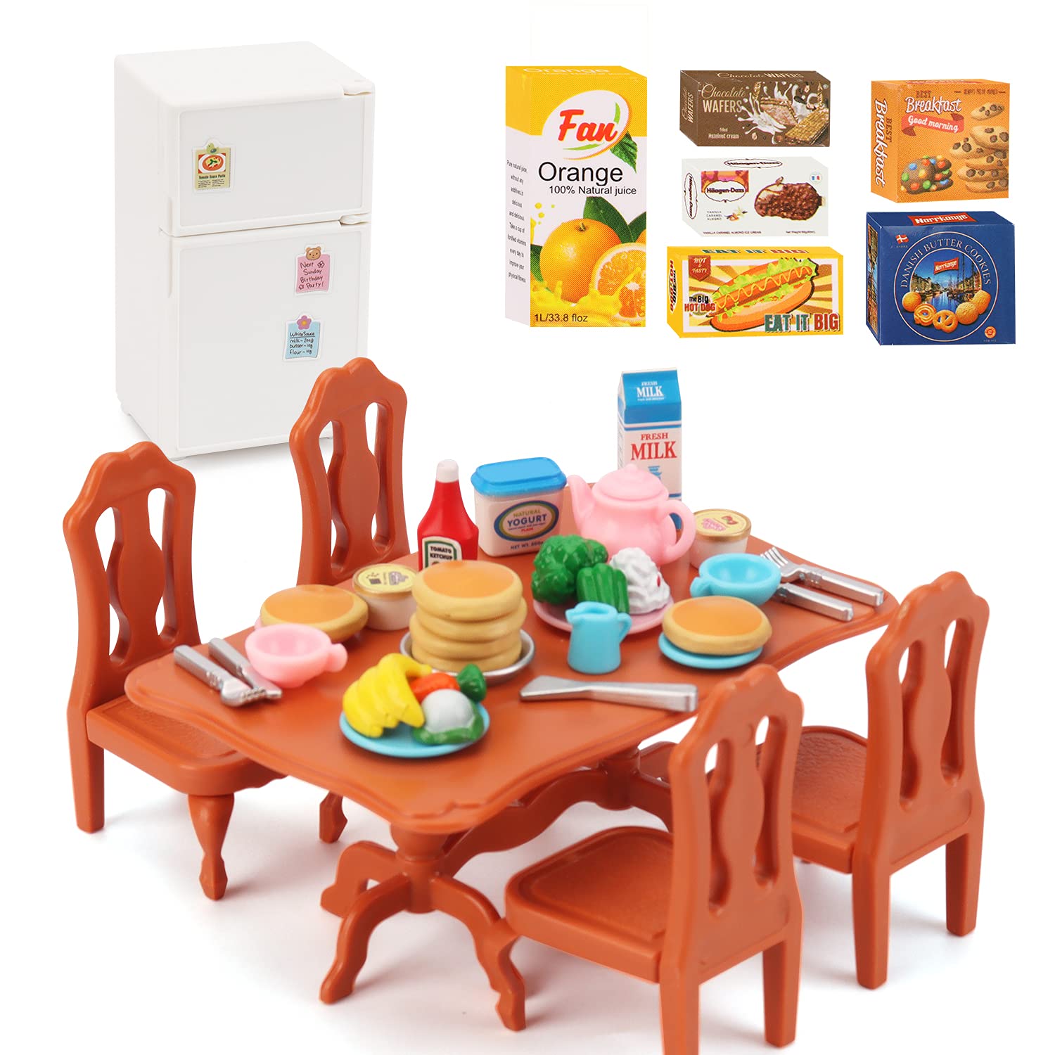 **Miniature Dollhouse Furniture Set - Dining Room Accessories for Kids Pretend Play, Ages 3+ | Perfect for Boys & Girls Toy Houses & Imaginative Playtime**