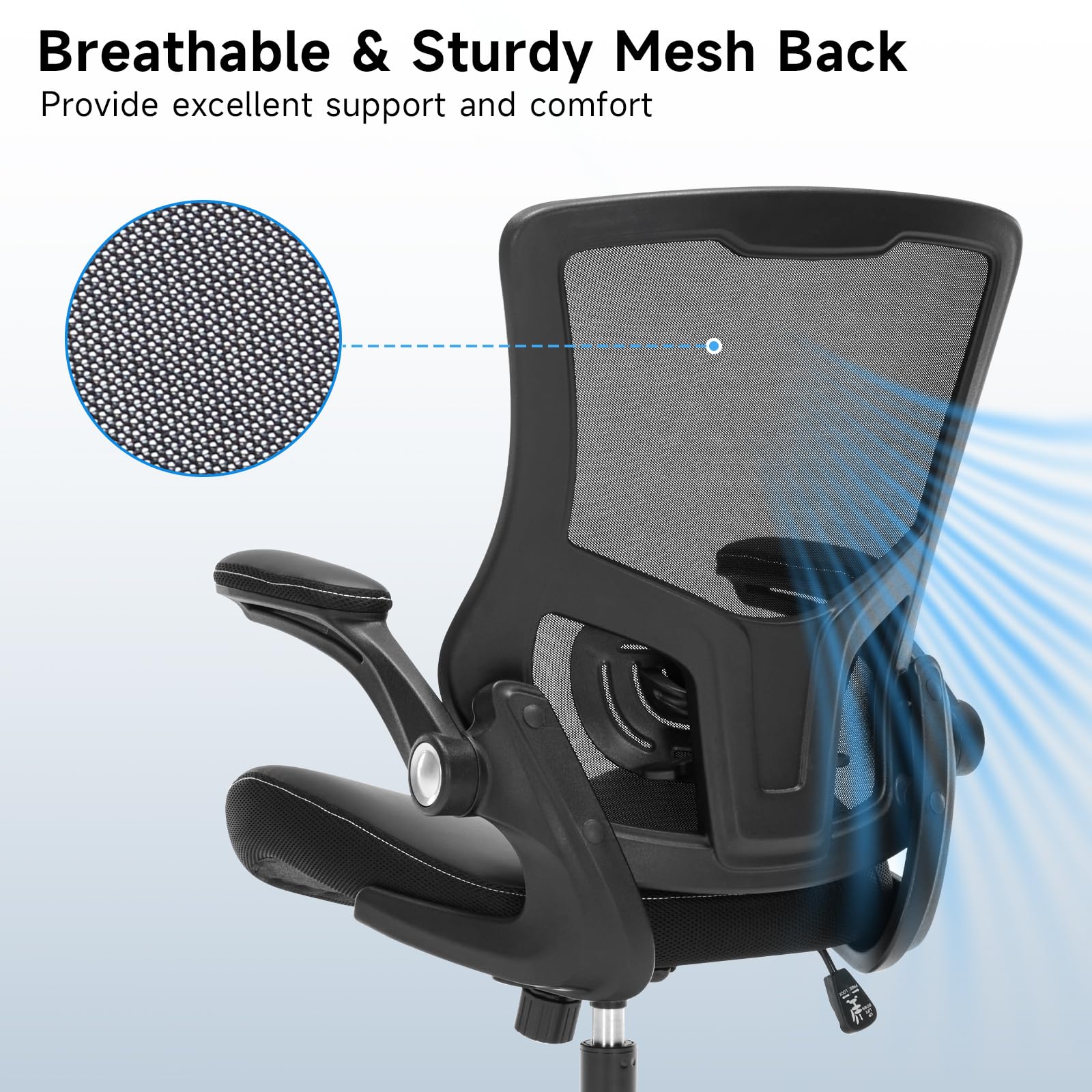 Ergonomic Office Chair with Adjustable Lumbar Support & Flip-Up Armrests - Breathable Mesh Computer Desk Chair for Home Office, Executive Task Chair - Perfect for Long Work Hours, Gaming & Remote Work