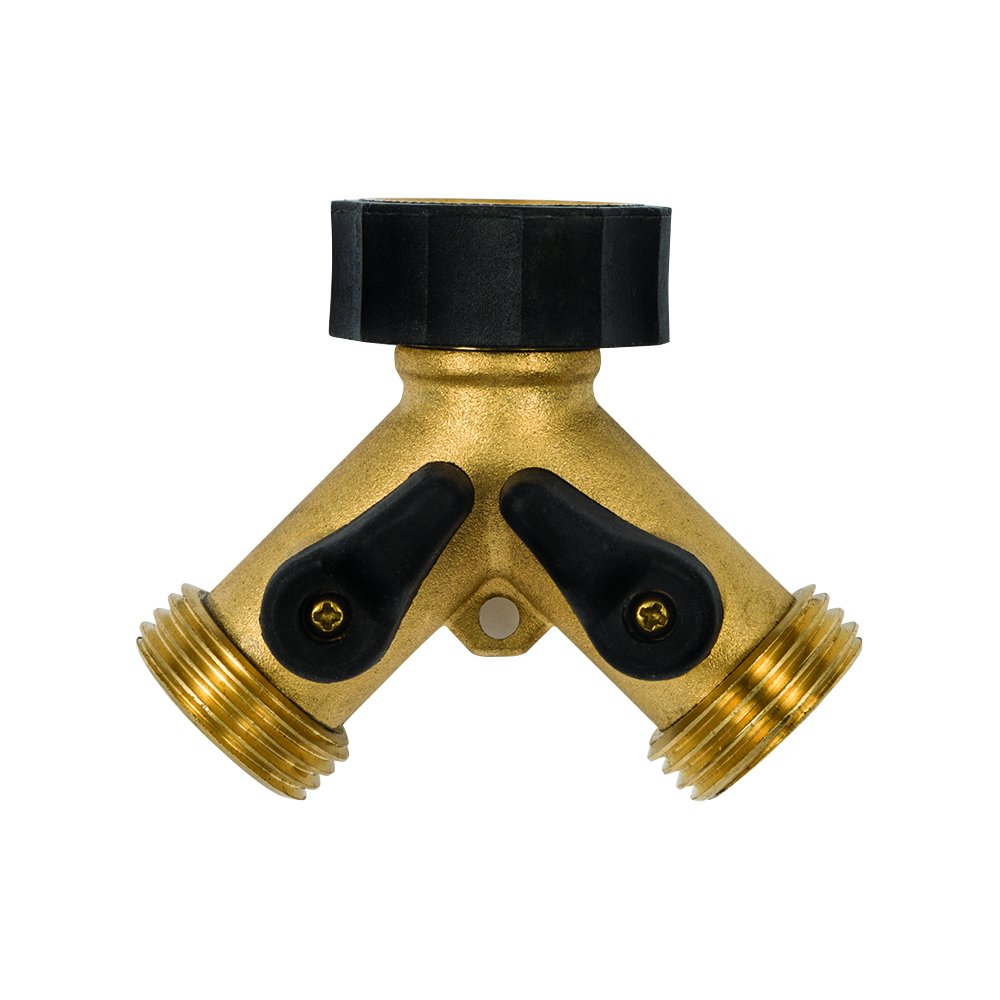 Gilmour 10 Pack Brass Dual Hose Y Connector Water Valves - Heavy Duty Garden Watering Manifold for Lawn, Irrigation & Outdoor Use - 3/4 Inch Fittings - Durable Brass Construction