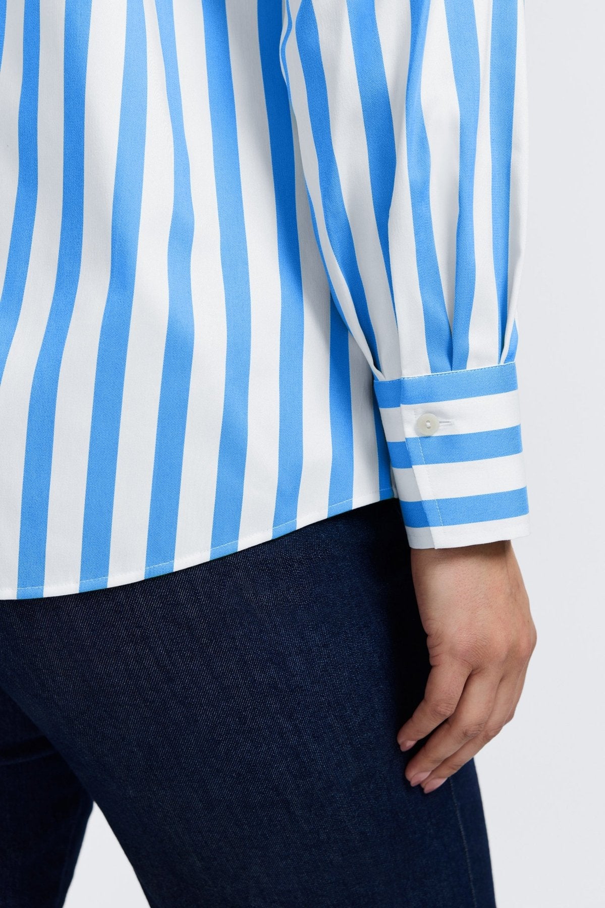 Mary Plus Springtime Stripe Long Sleeve Shirt for Women - Casual Button Down Blouse with Striped Pattern - Perfect for Office, Date Night & Spring Outfits