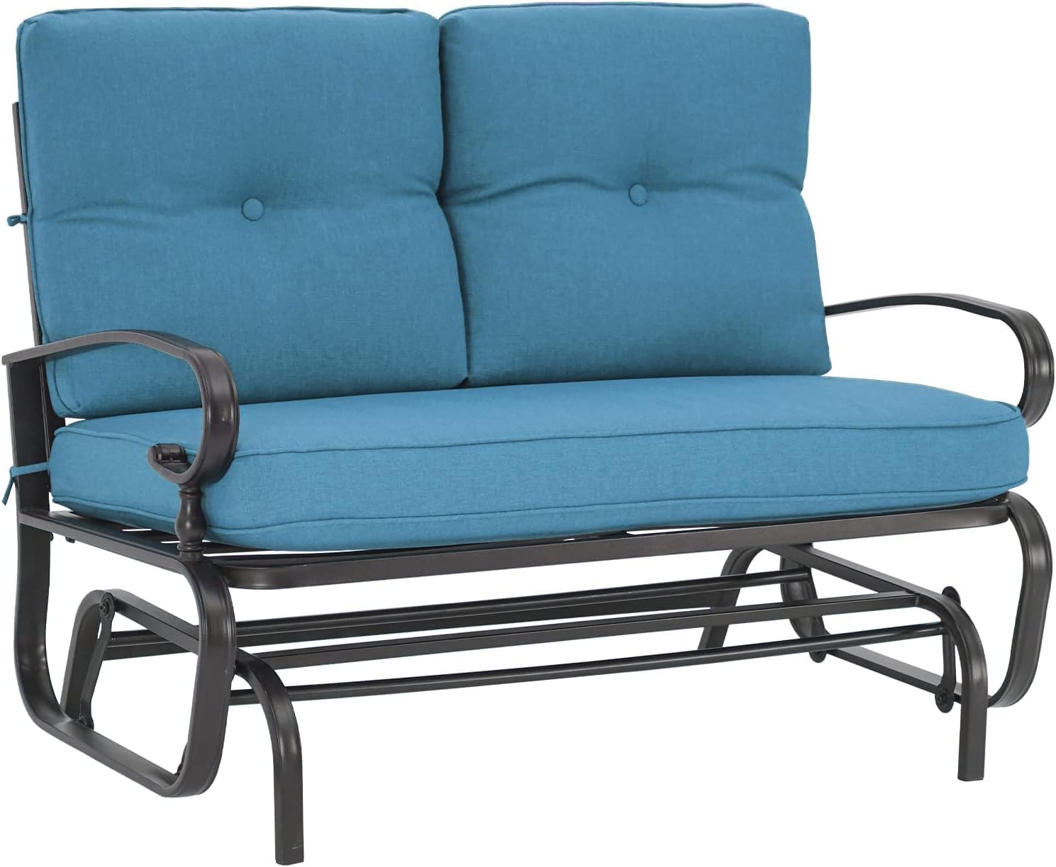 **Incbruce 2-Person Outdoor Glider Rocking Chair - Steel Frame Patio Loveseat Bench with Cushion for Porch, Garden & Backyard - Perfect for Relaxing, Reading & Enjoying Nature (Blue)**
