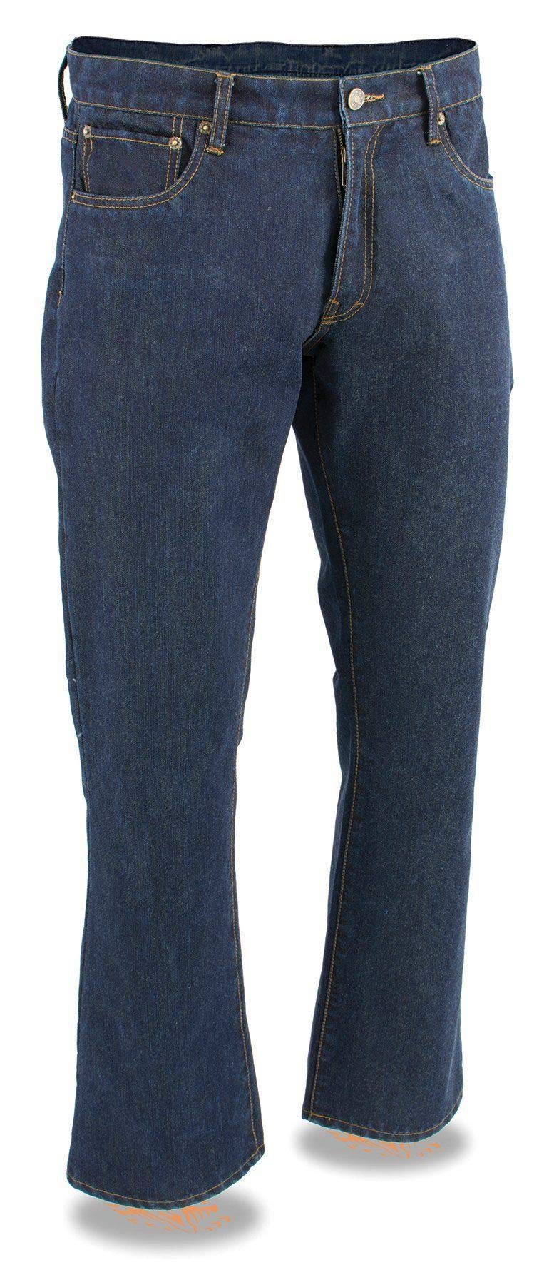 Milwaukee Leather MDM5007 Men's Blue Aramid Fiber Reinforced Motorcycle Riding Jeans - 5 Pocket Armored Denim Pants for Safe Bike Commuting & Adventure Riding