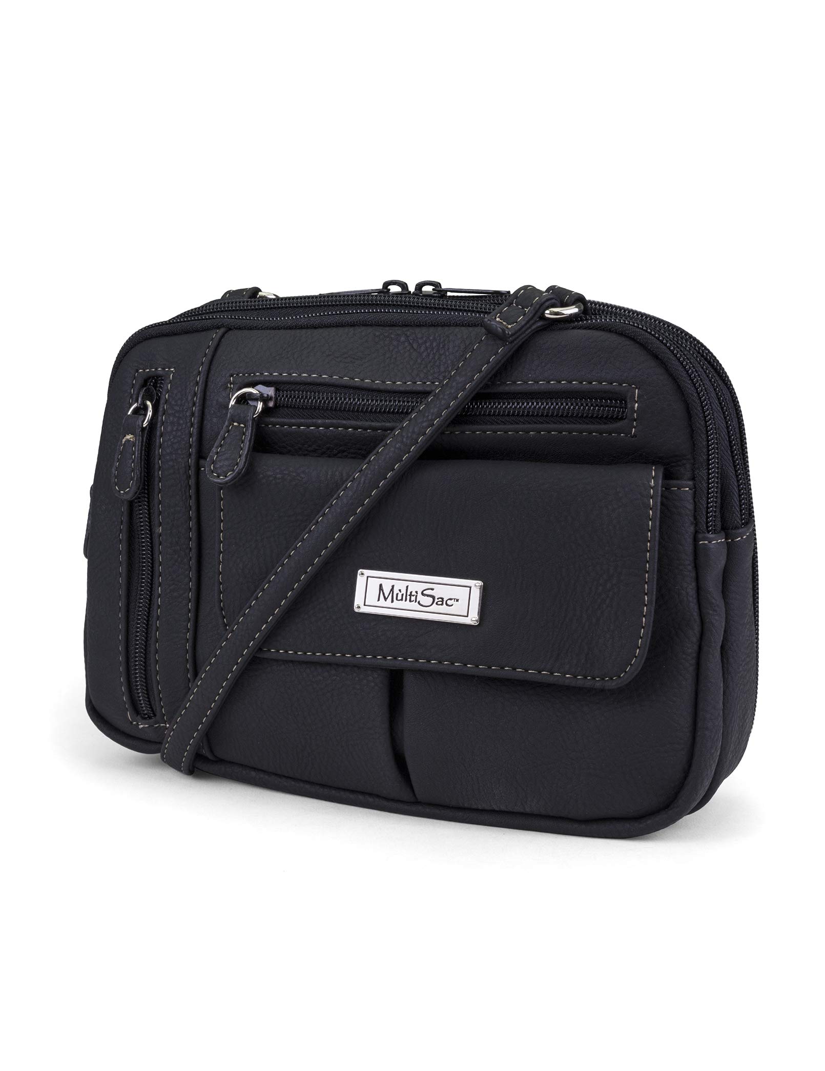 MultiSac Zippy Triple Compartment Crossbody Bag for Women - Stylish & Spacious Travel Purse with RFID Protection - Perfect for Work, Shopping & Daily Essentials