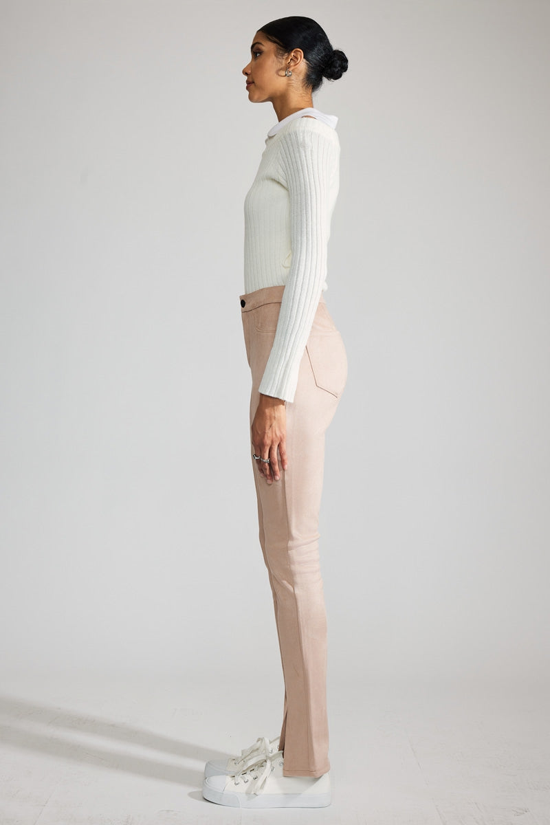 Peach Premier High Rise Slit Hem Skinny Jeans for Women - Stretchy Slim Fit Denim Pants | Perfect for Casual Wear, Date Night & Office Outfits