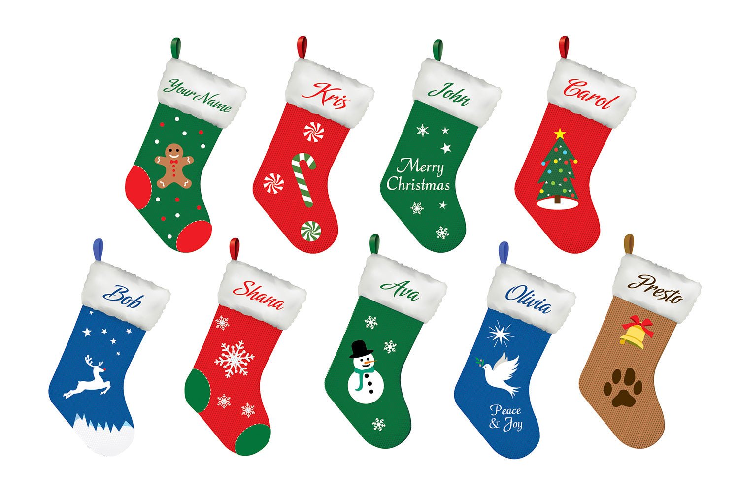 Personalized Christmas Stocking Decals - Custom Name Holiday Decor for Fireplace Mantel, Gift Bags & Festive Home Decorations