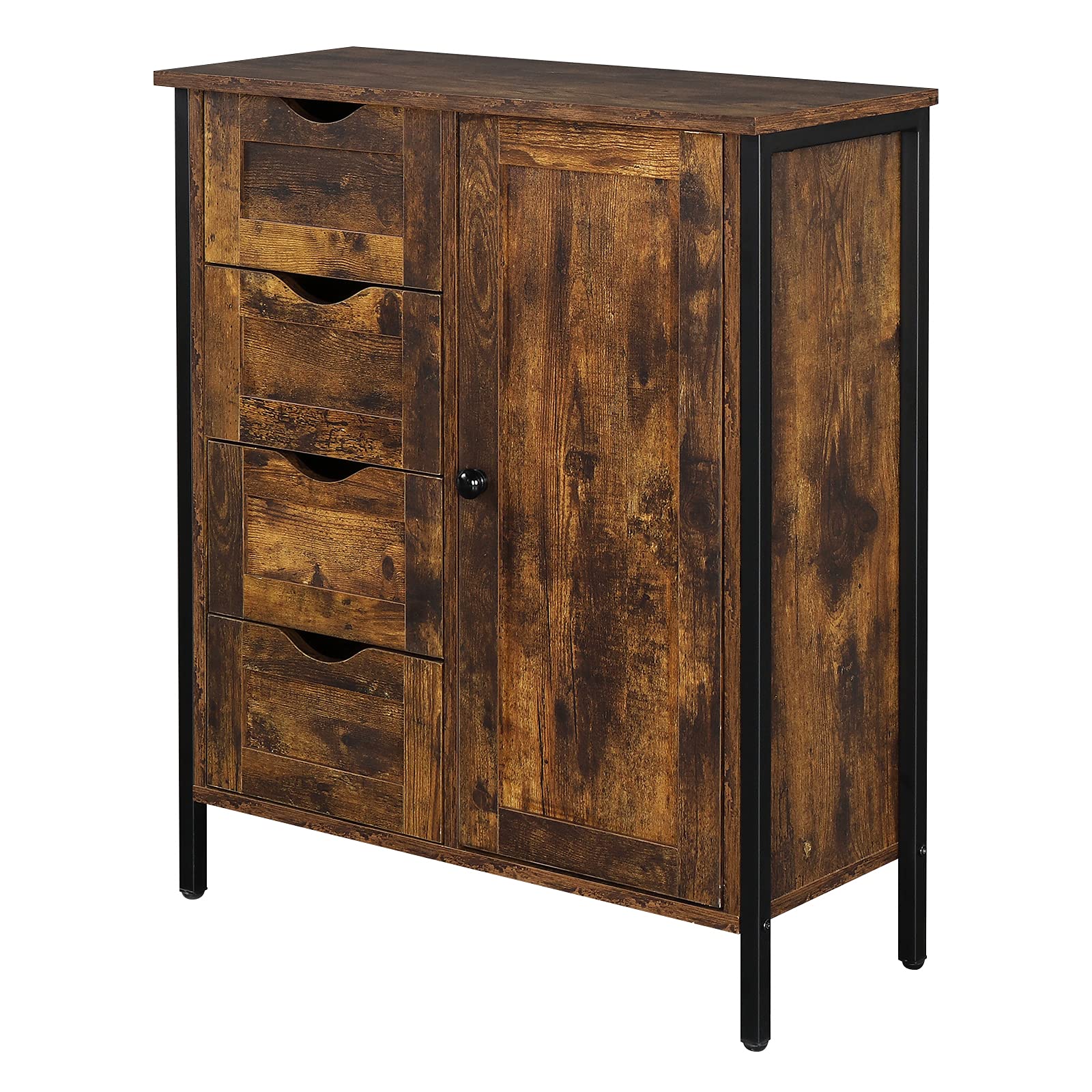 WiCCI Bathroom Cabinet with 4 Drawers & 1 Door - Steel-Wood Structure for Toiletries & Cosmetics Storage - Perfect for Bedroom, Living Room as Side Table or Nightstand