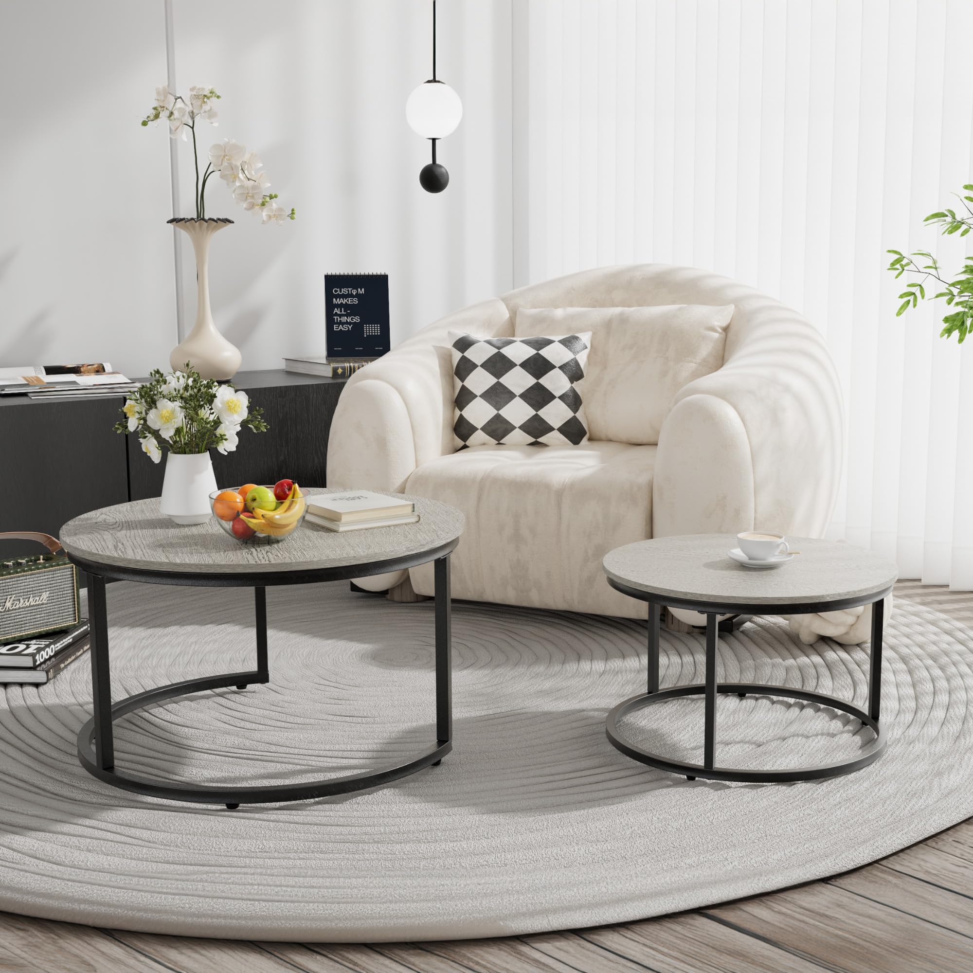 2-Piece Round Nesting Coffee Table Set - 31.5