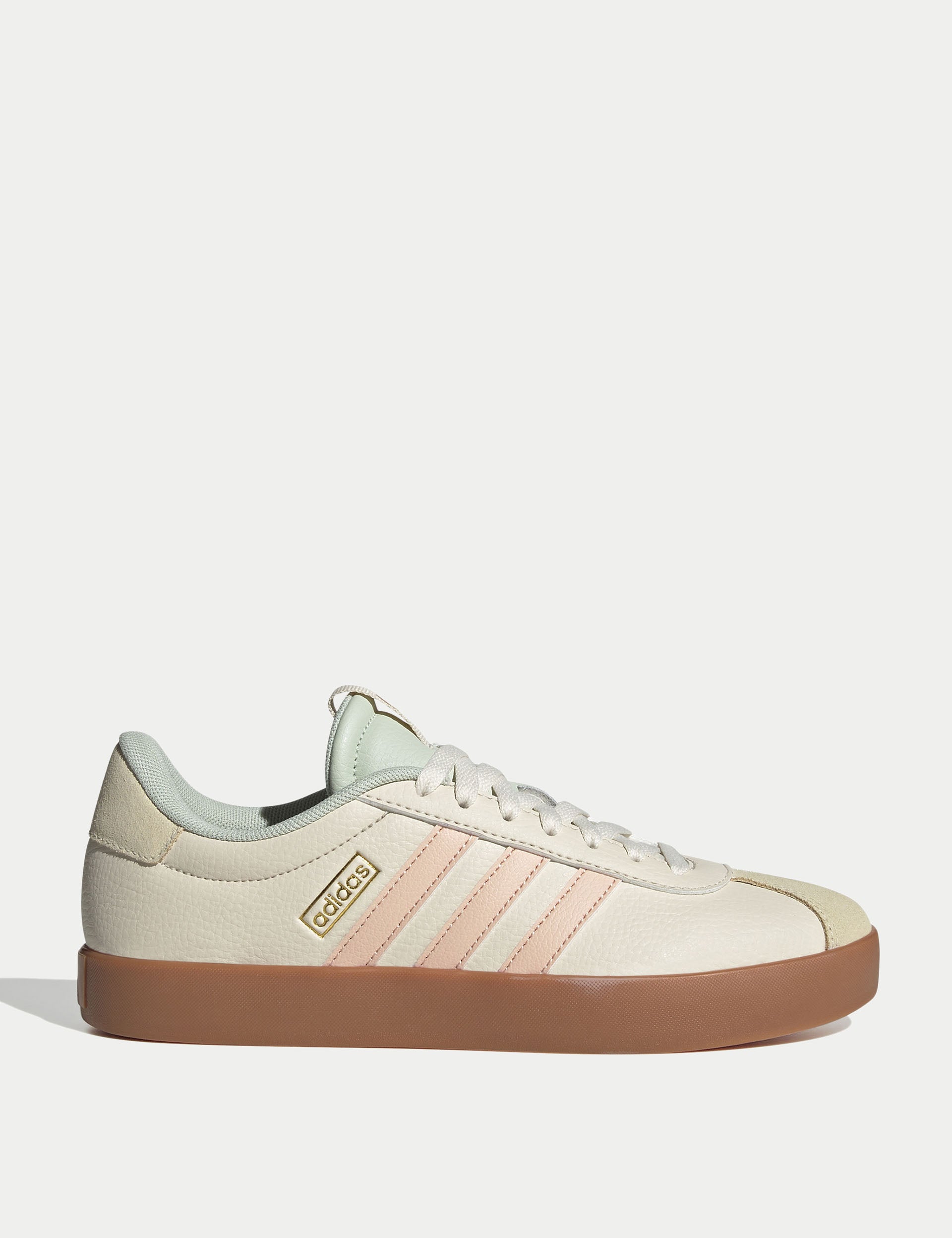 VL Court 3.0 Women's Tennis Shoes - Wonder White/Powder Coral/Linen Green | Lightweight Comfort Sneakers for Running, Gym & Casual Wear