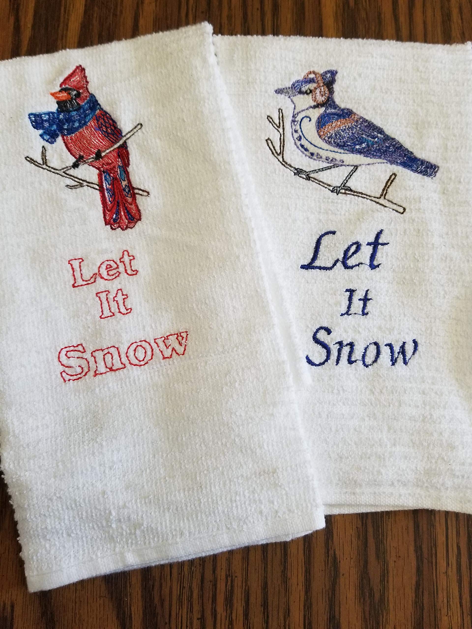 Let It Snow Songbird Midwestern Towel Set - Cozy Winter Kitchen & Bathroom Decor for Holiday Home Styling